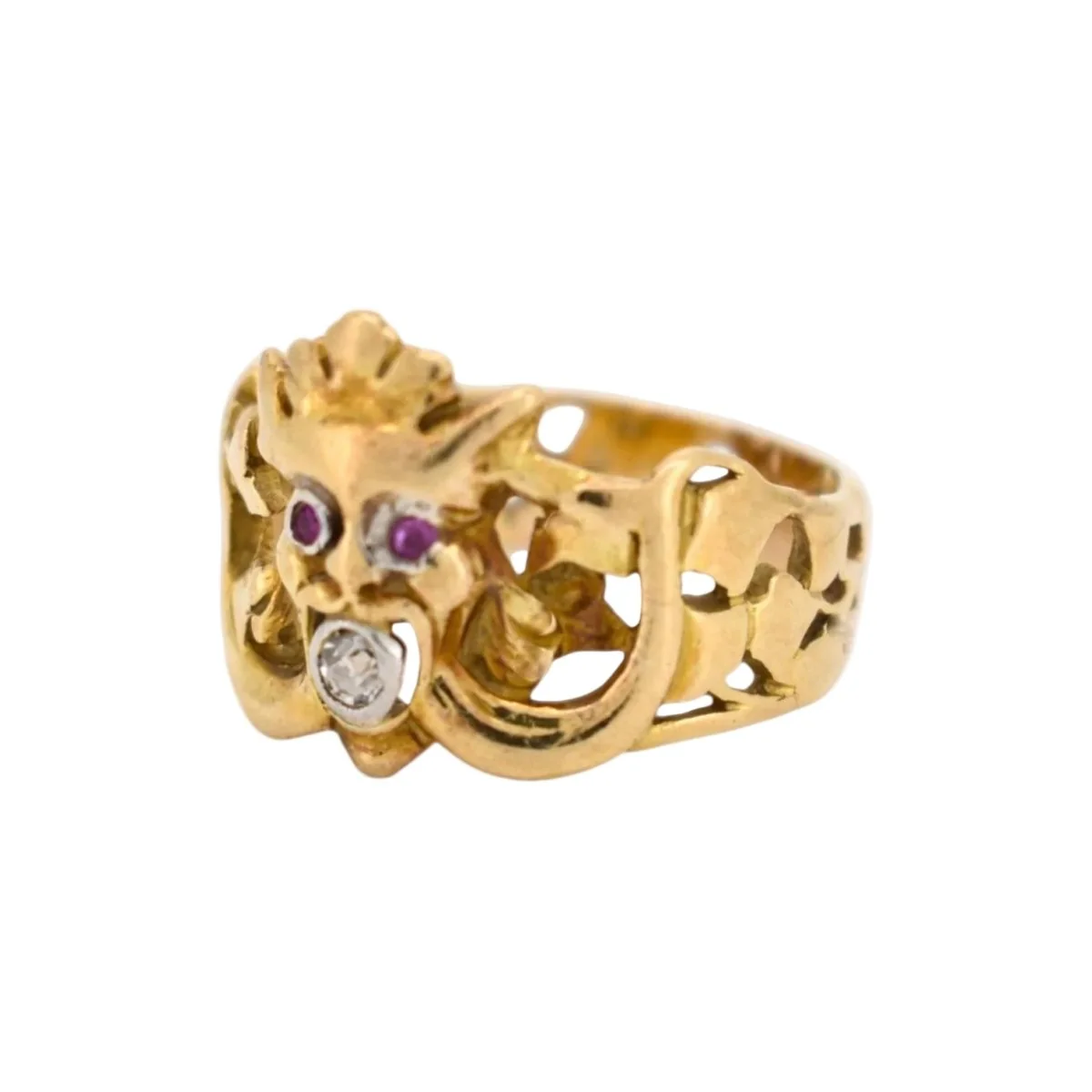 Bague en or jaune, rubis et diamant - Image 3
