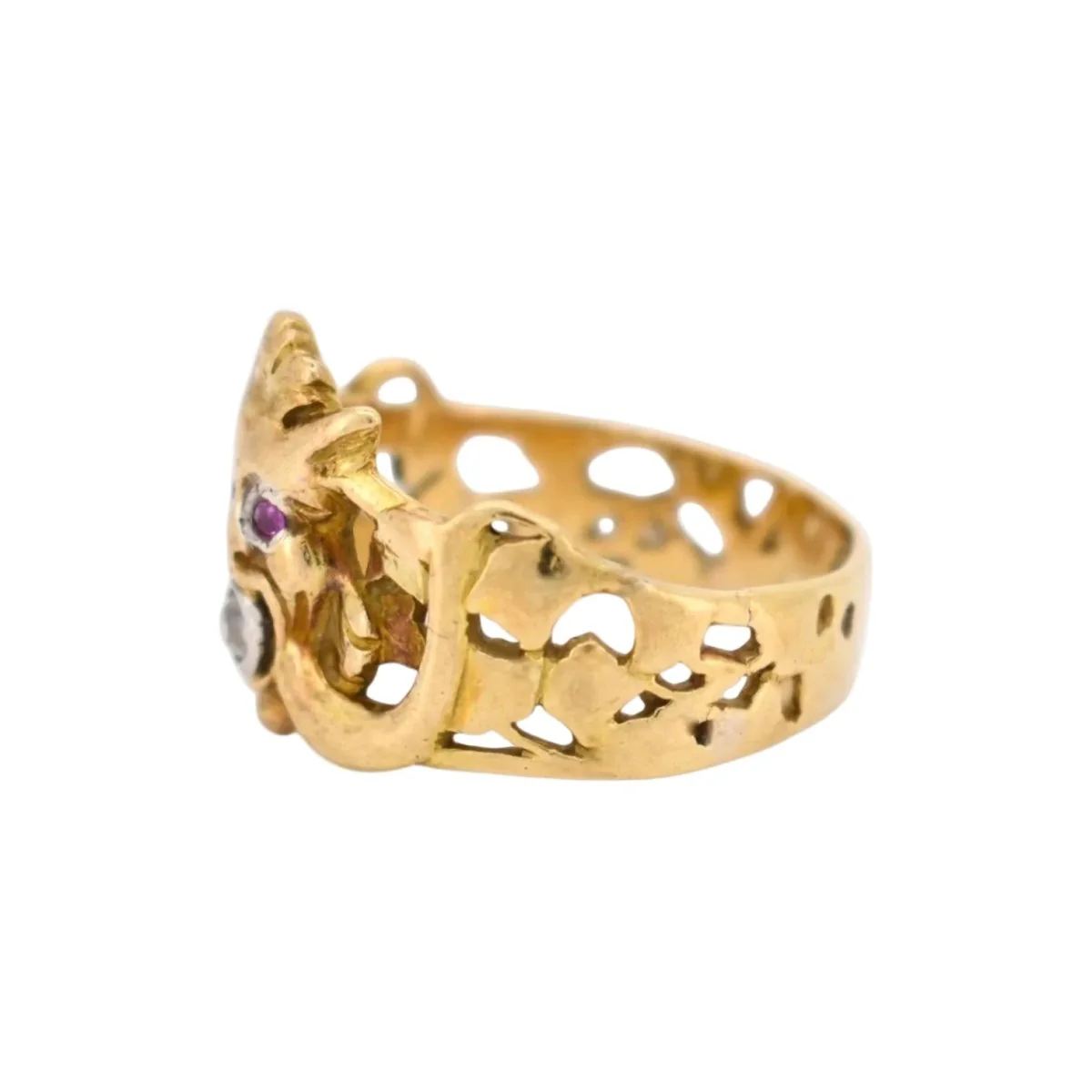 Bague en or jaune, rubis et diamant - Image 4