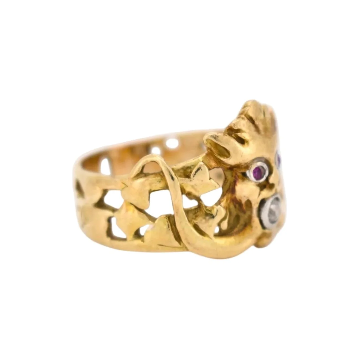 Bague en or jaune, rubis et diamant - Image 5