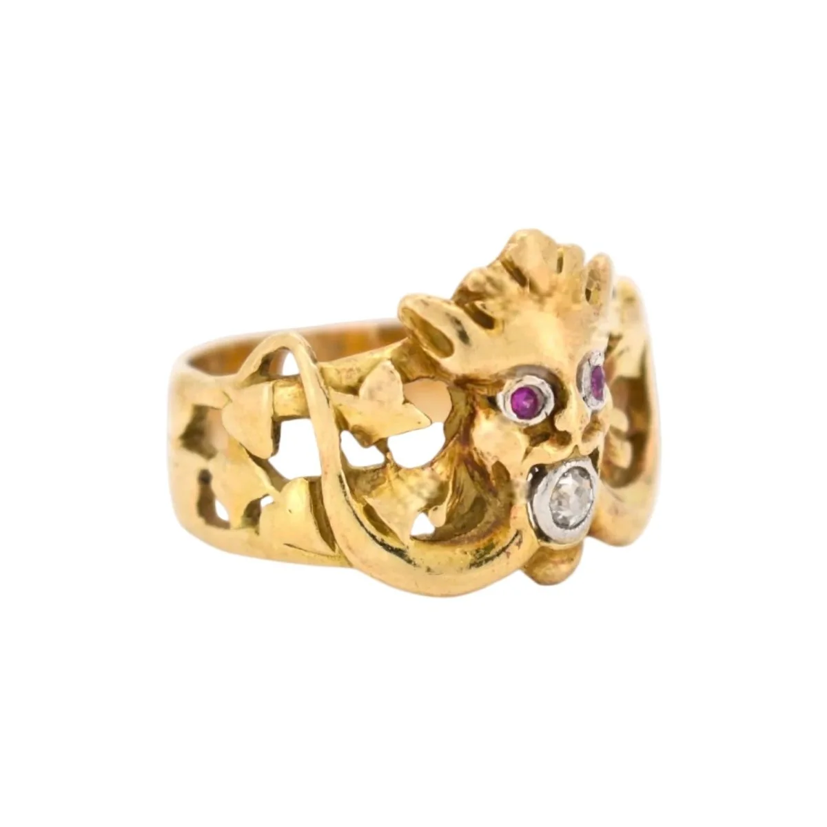 Bague en or jaune, rubis et diamant - Image 6