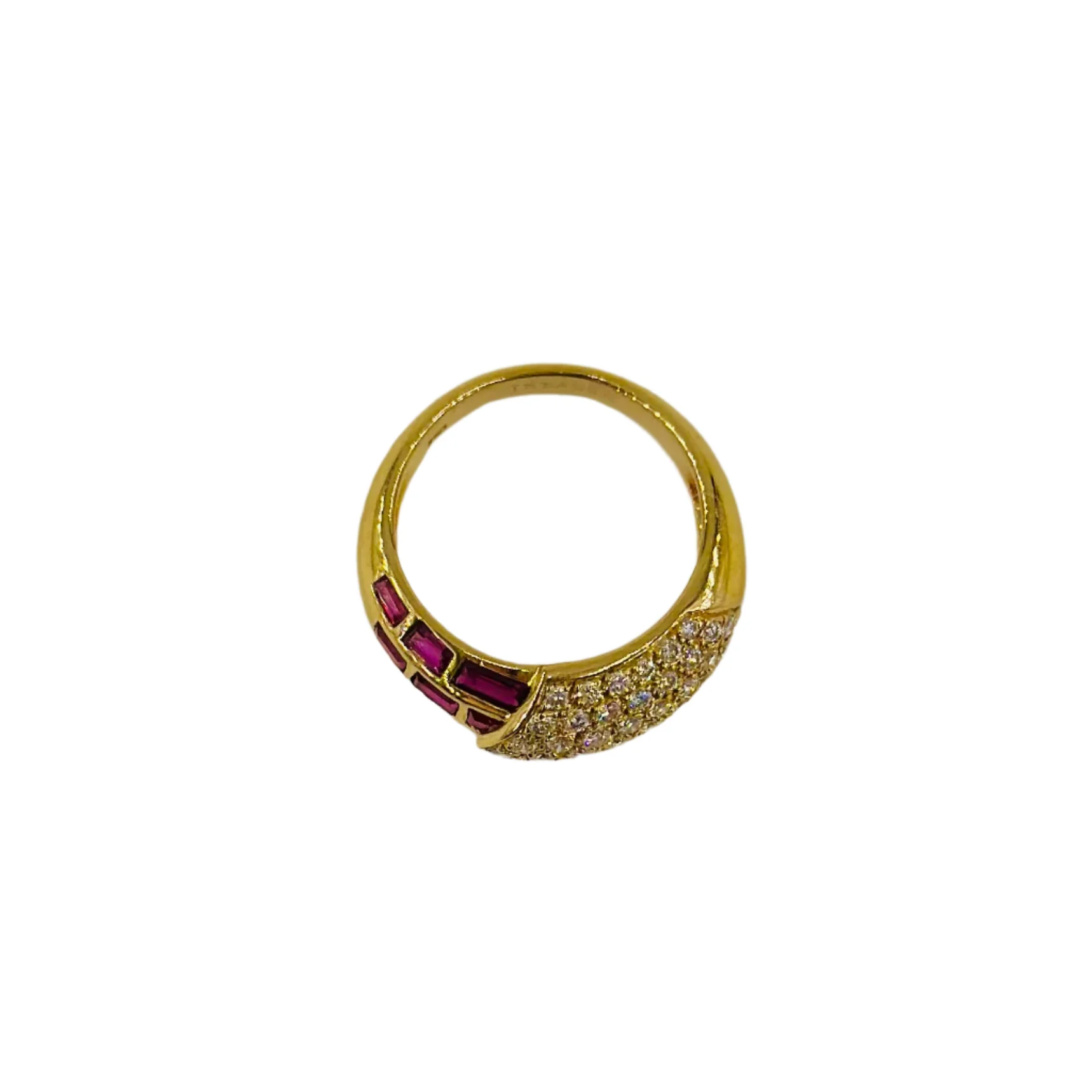 Bague Jonc en or jaune, rubis et diamants - Image 5