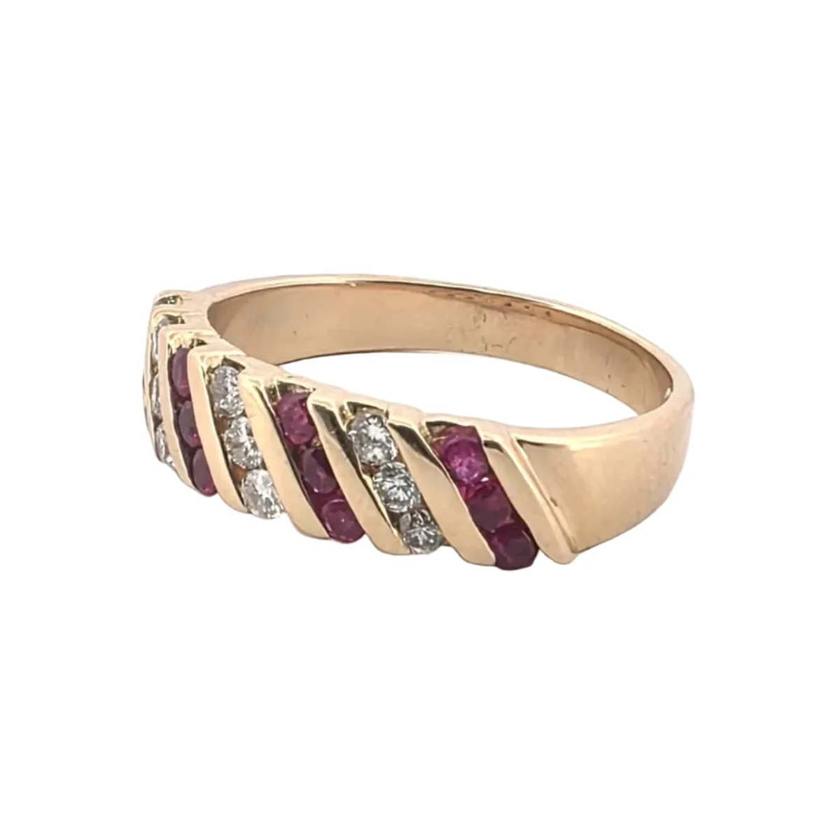 Bague en or jaune, rubis et diamants - Image 2