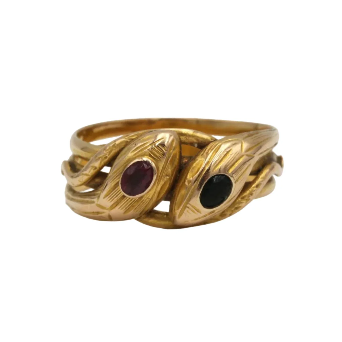 Bague en or jaune, rubis et saphir