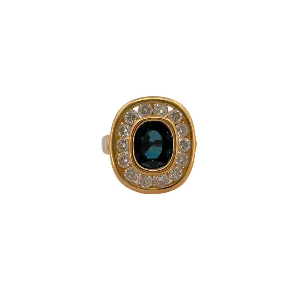 Bague en or jaune saphir et diamants