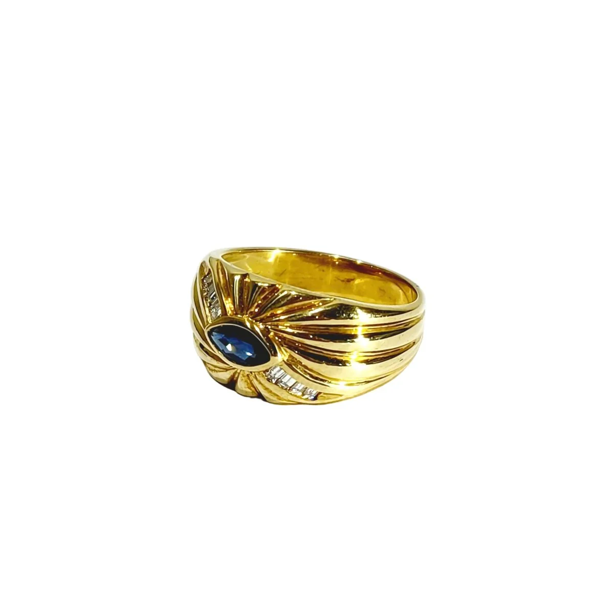 Bague en or jaune, saphir et diamants - Image 3