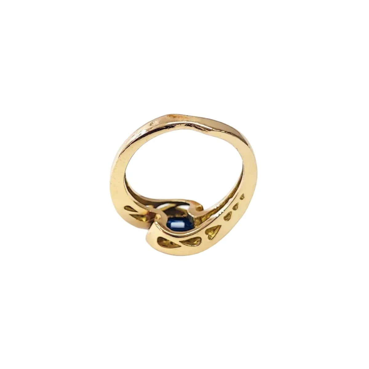 Bague Toi & Moi en or jaune, saphir et diamants - Image 3