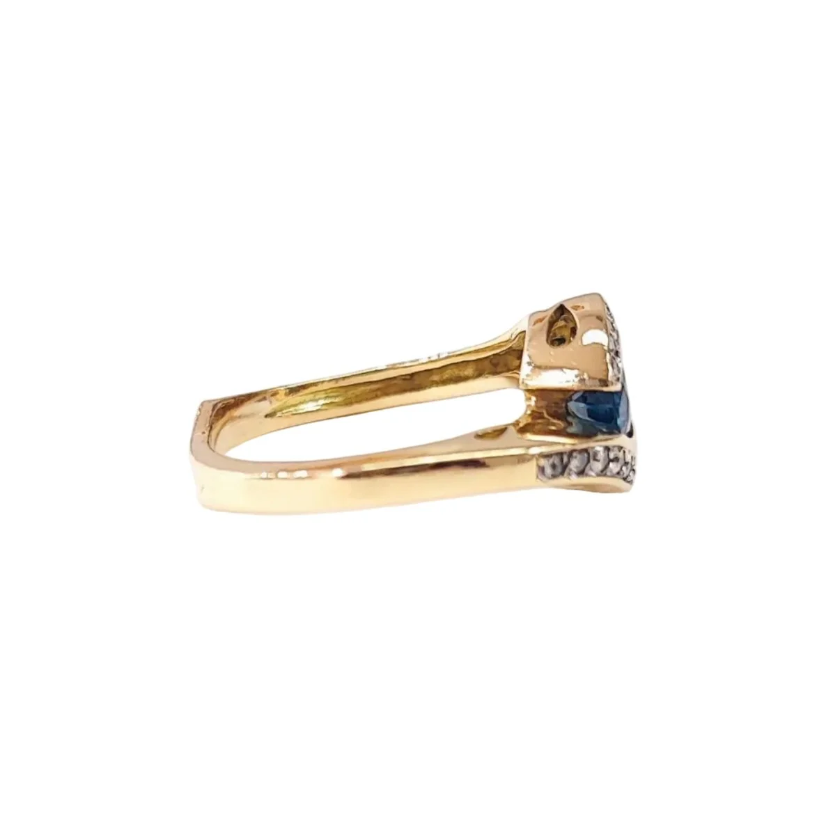 Bague Toi & Moi en or jaune, saphir et diamants - Image 4