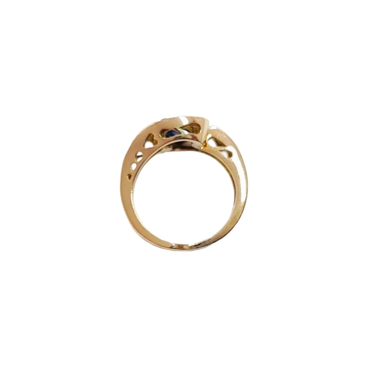 Bague Toi & Moi en or jaune, saphir et diamants - Image 6
