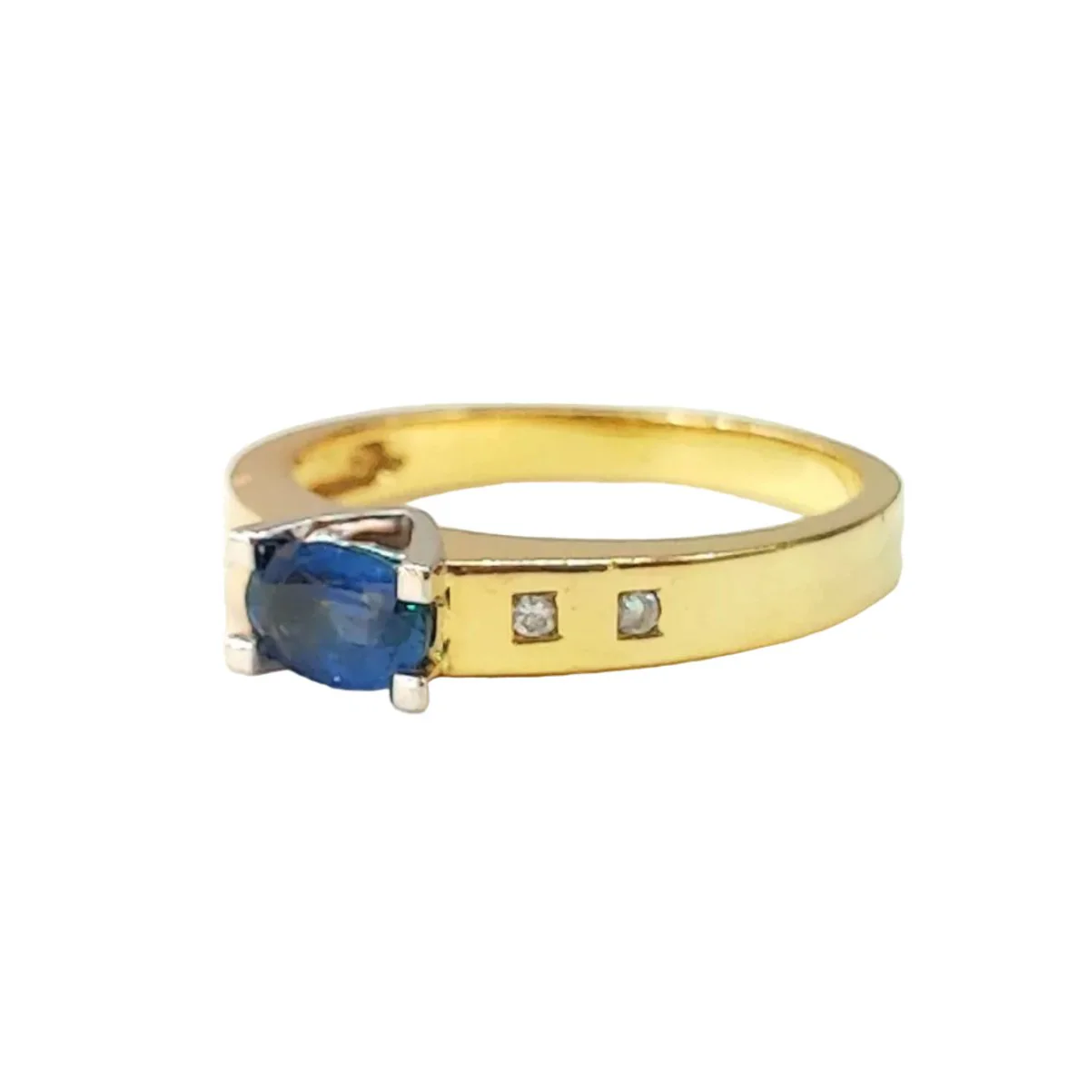 Bague en or jaune, saphir, et diamants - Image 3