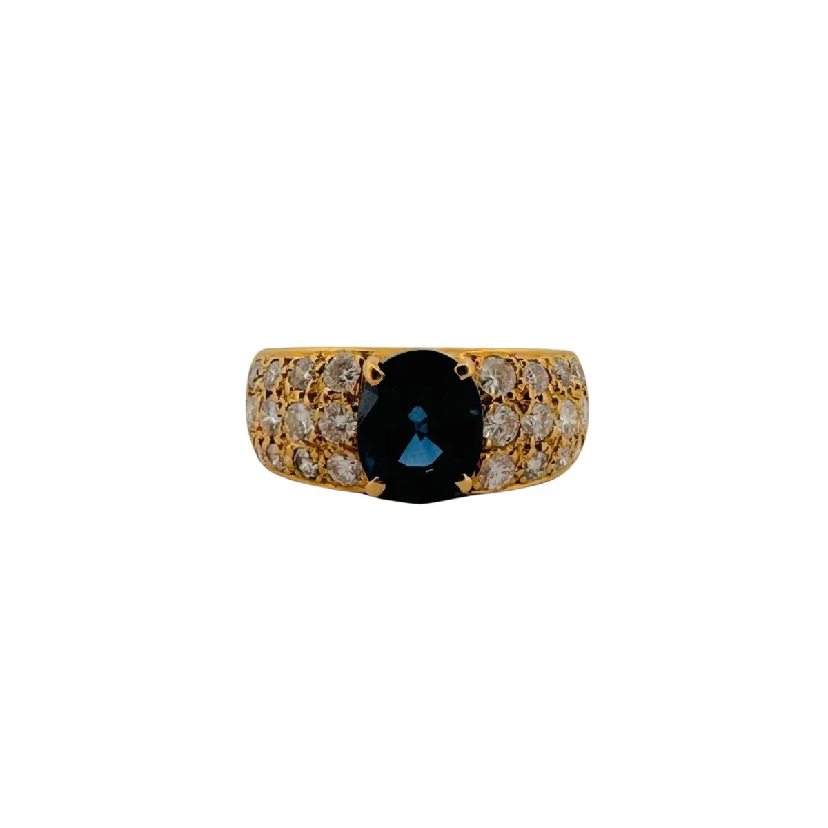 Bague en or jaune, saphir et diamants