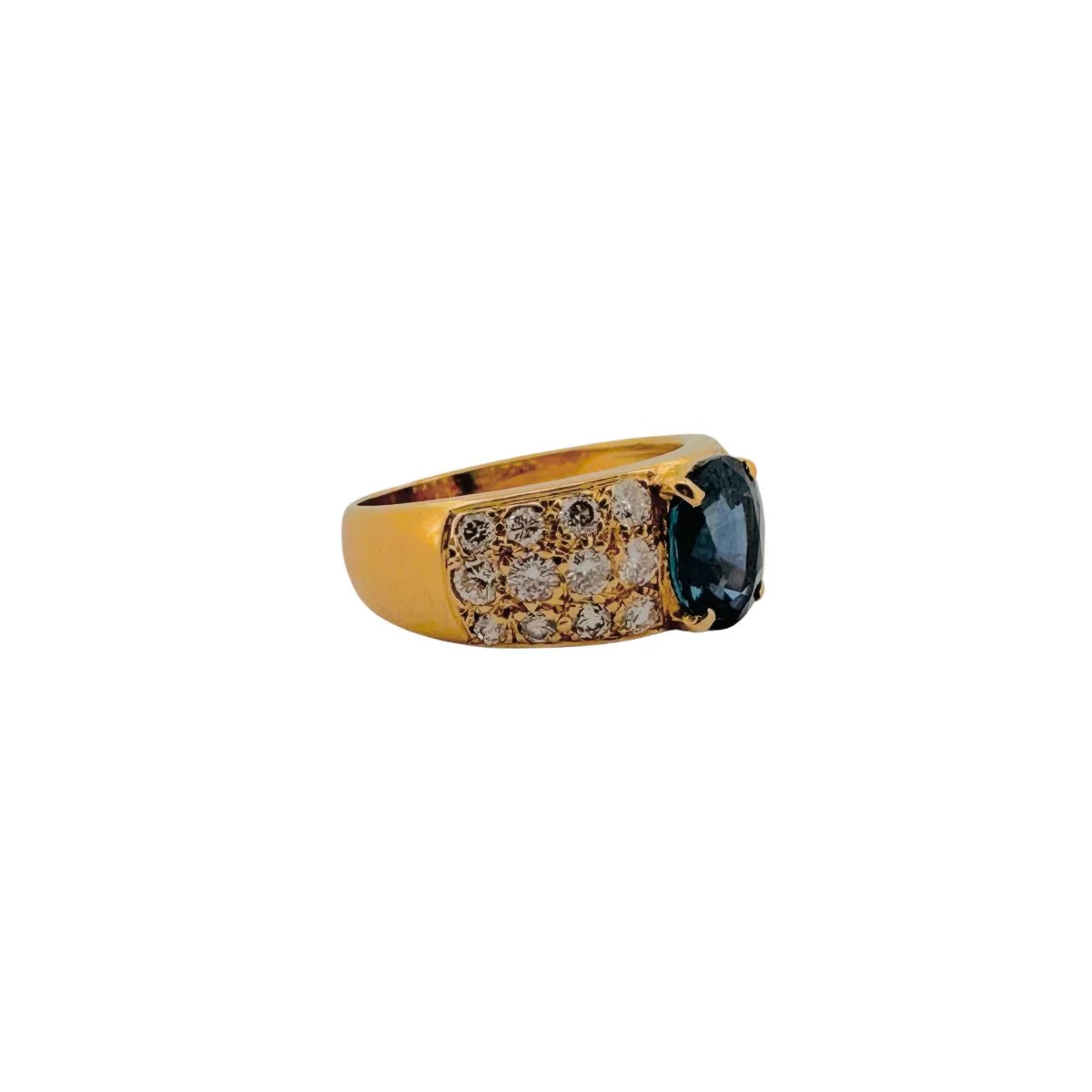 Bague en or jaune, saphir et diamants - Image 3