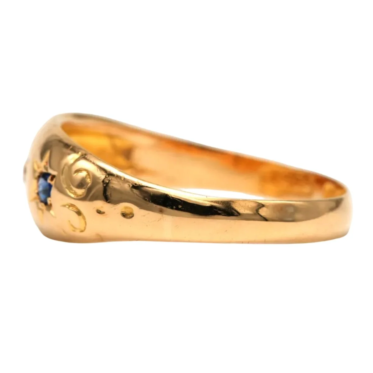 Bague en or jaune, saphirs et diamants - Image 10