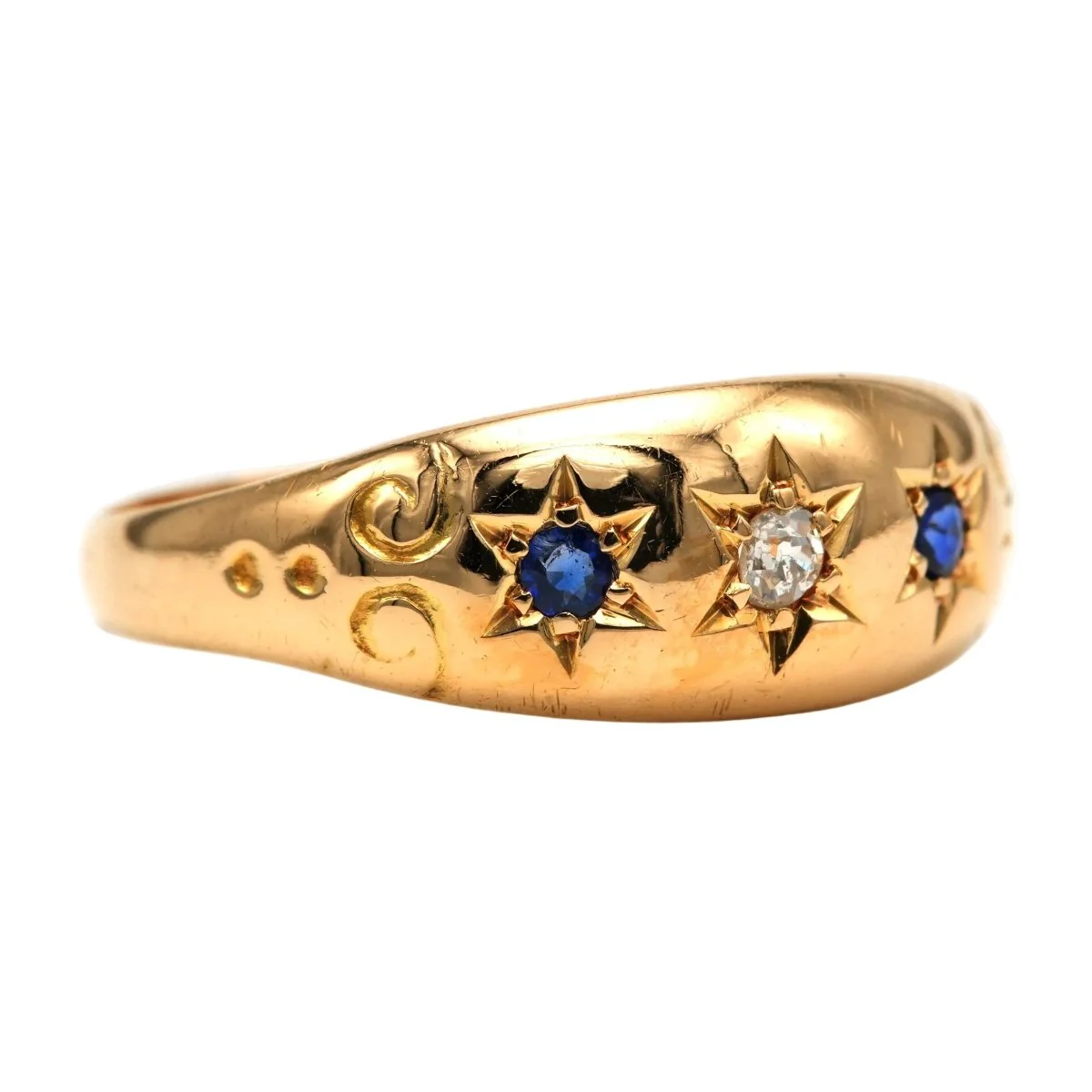 Bague en or jaune, saphirs et diamants - Image 13