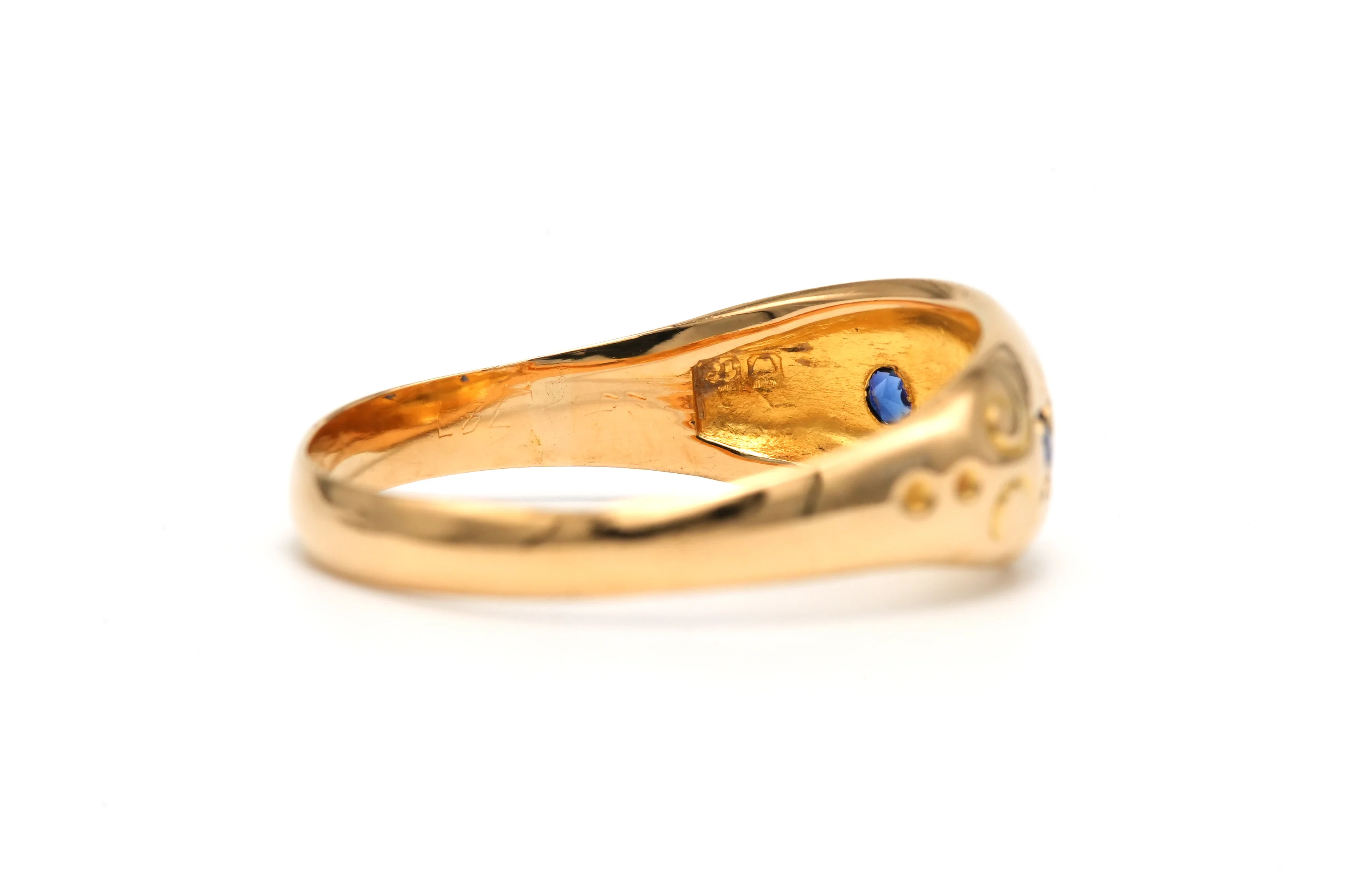Bague en or jaune, saphirs et diamants - Image 5