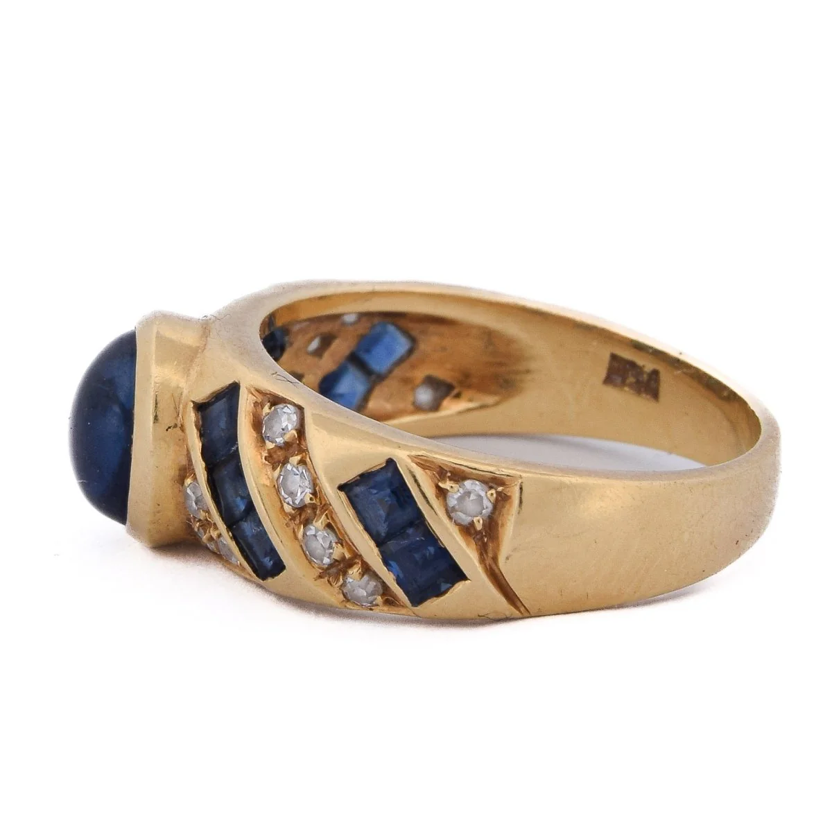 Bague en or jaune, saphirs et diamants - Image 4