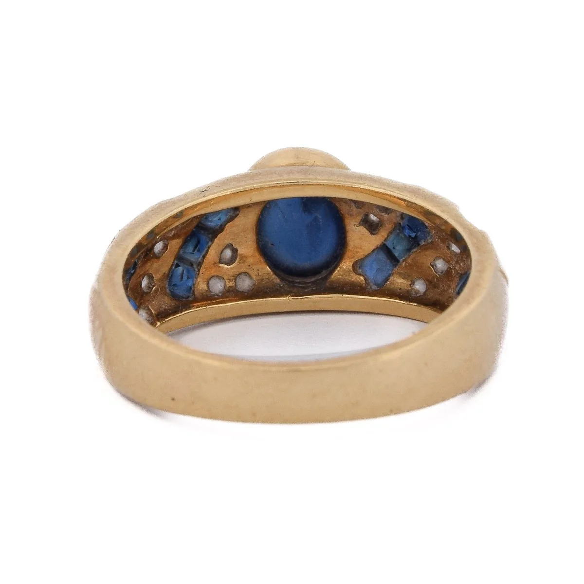 Bague en or jaune, saphirs et diamants - Image 5