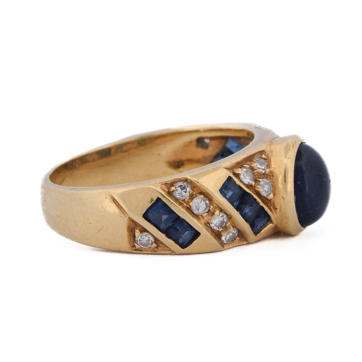 Bague en or jaune, saphirs et diamants - Image 6