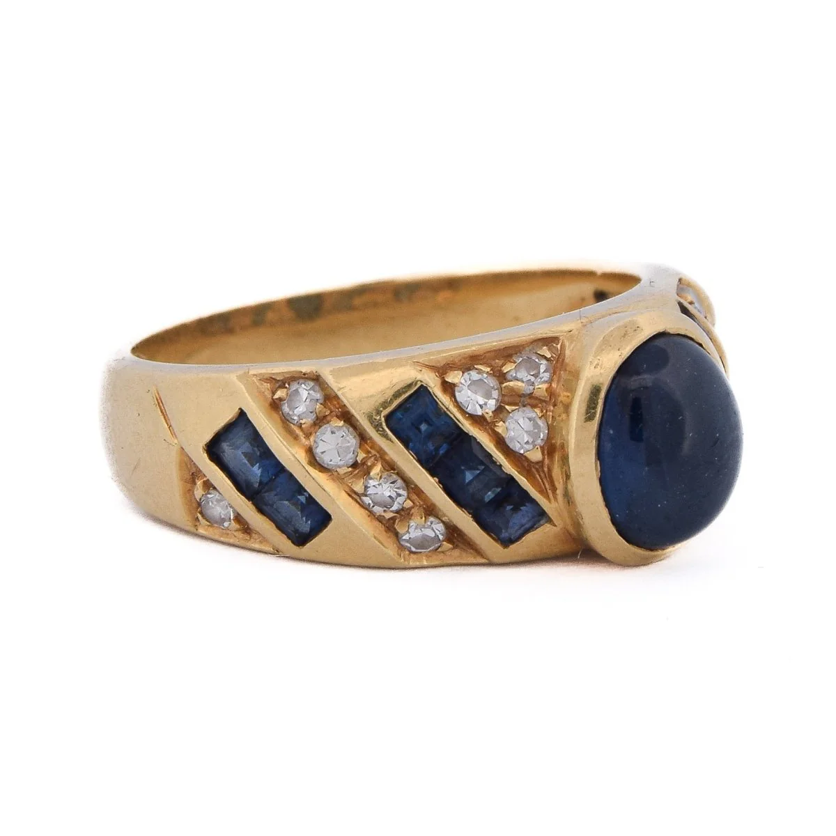 Bague en or jaune, saphirs et diamants - Image 7