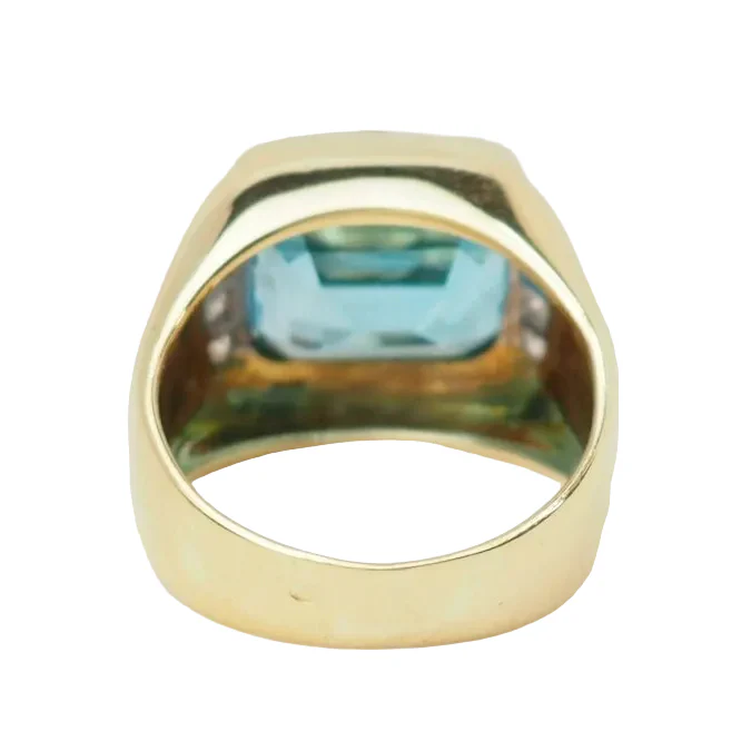 Bague Chevalière en or jaune, topaze et diamants - Image 4