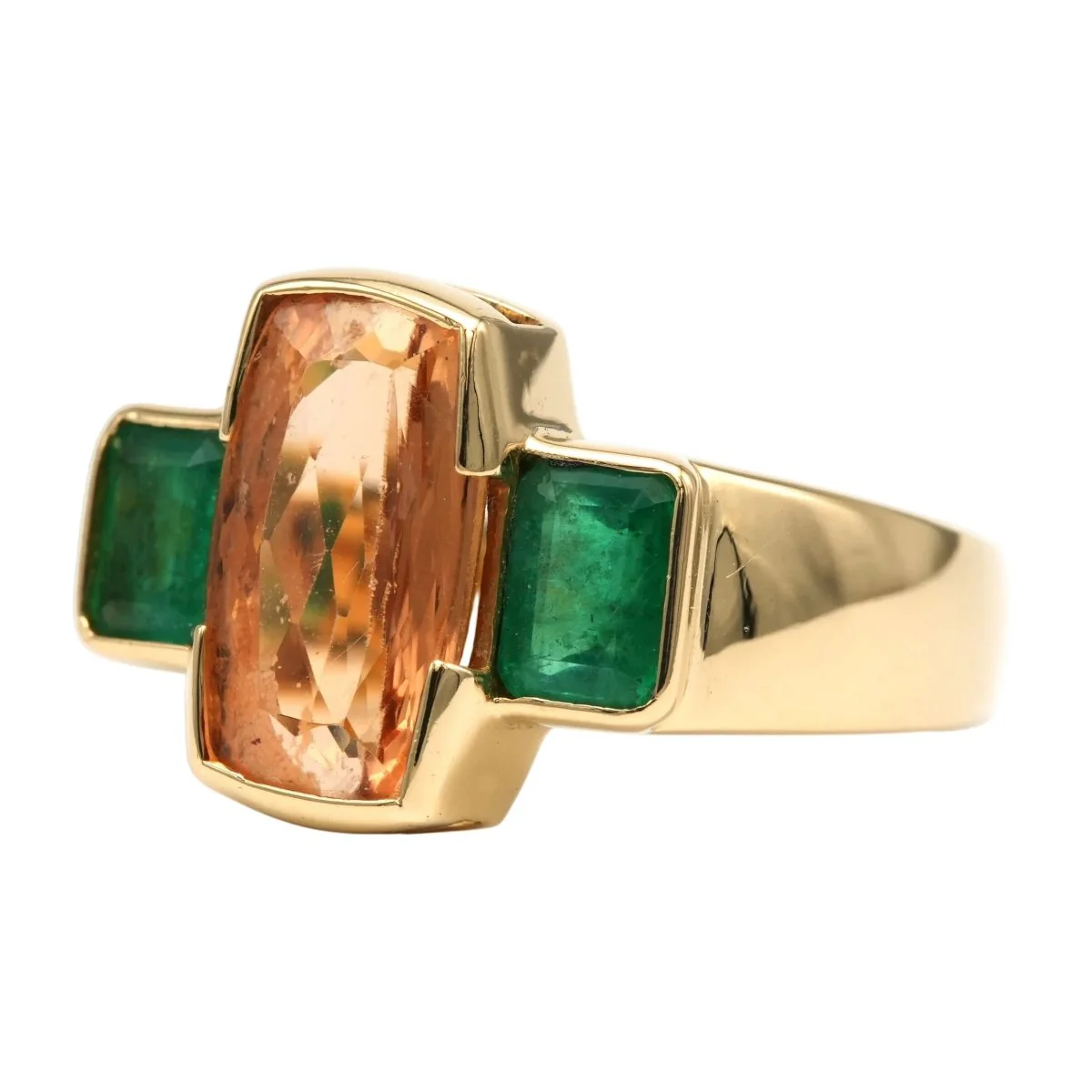 Bague en or jaune, topaze et émeraudes - Image 2