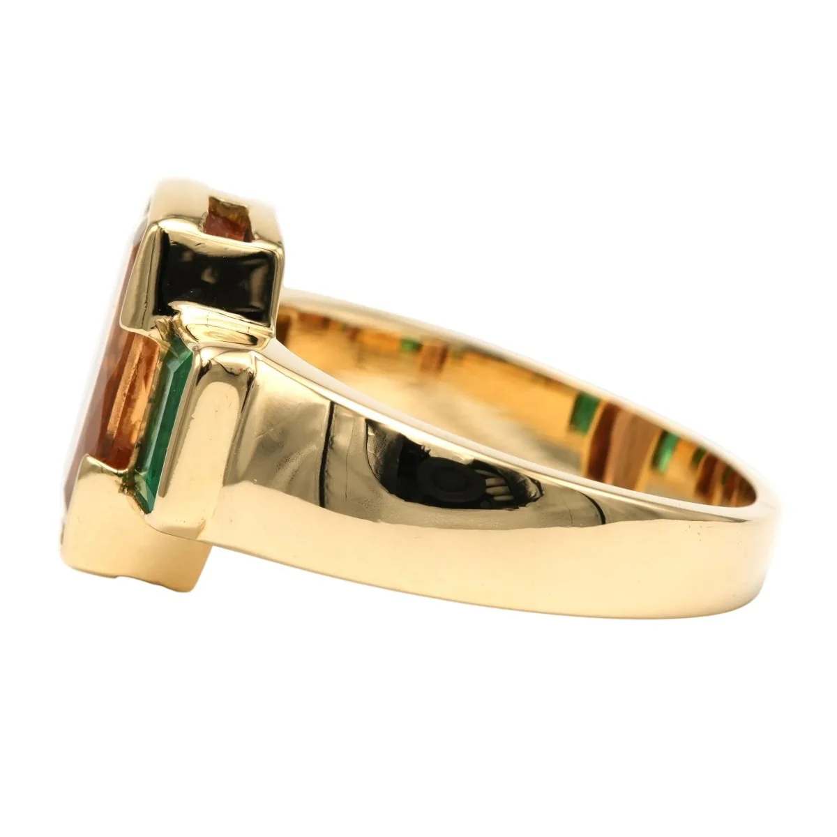 Bague en or jaune, topaze et émeraudes - Image 3