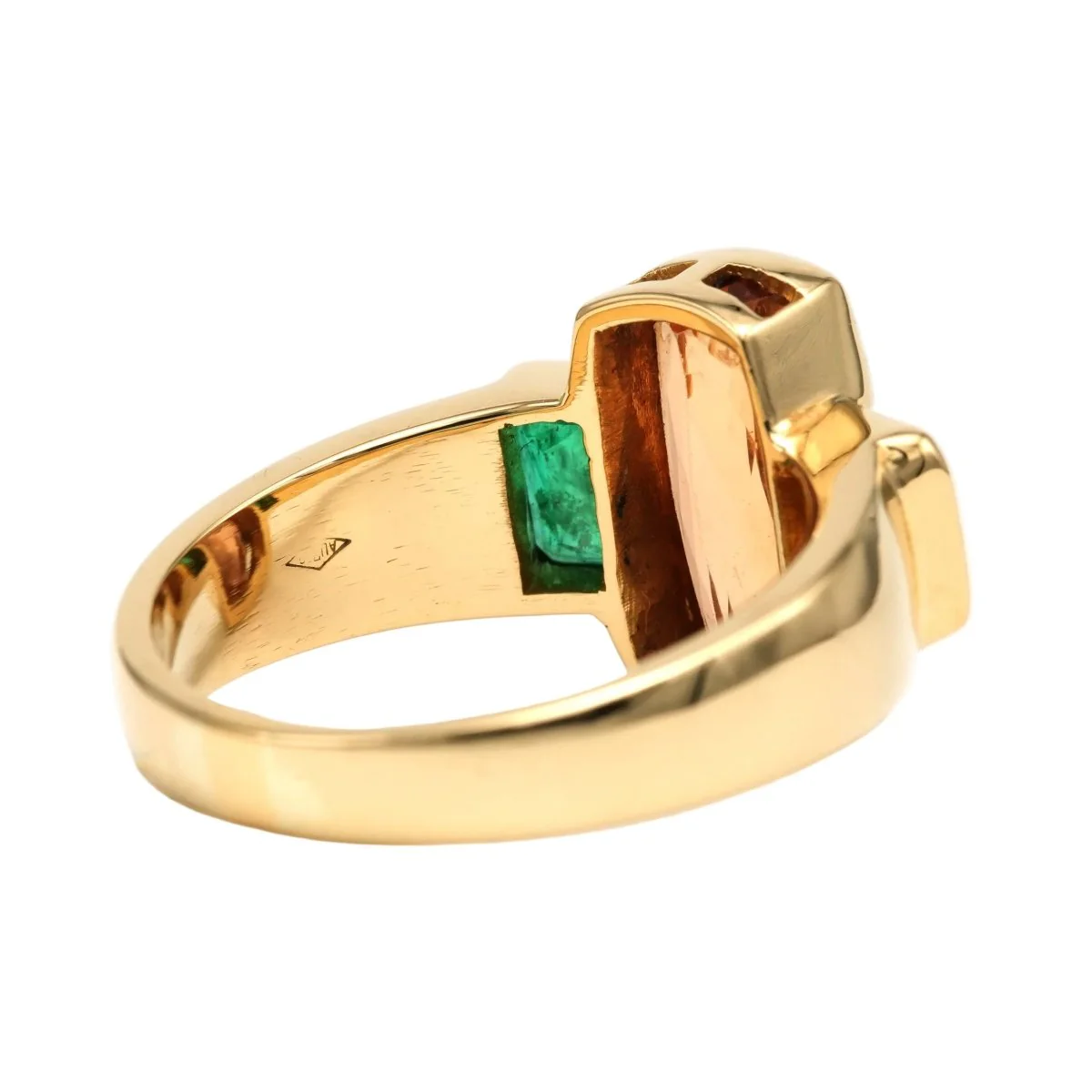 Bague en or jaune, topaze et émeraudes - Image 5