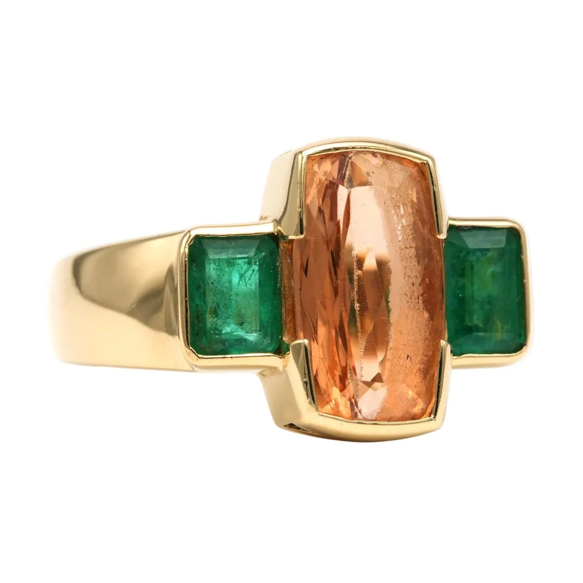 Bague en or jaune, topaze et émeraudes - Image 6