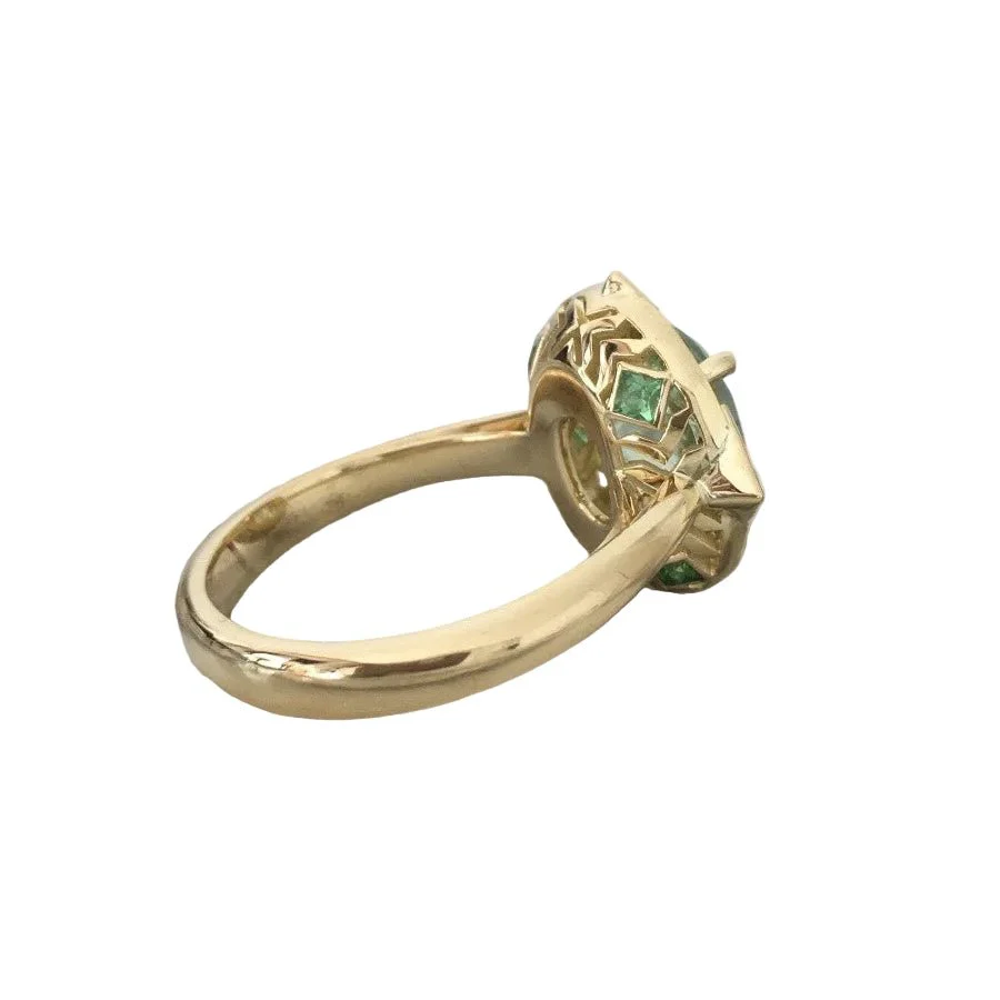 Bague Entourage en or jaune, tourmaline, tsavorites et diamants - Image 5