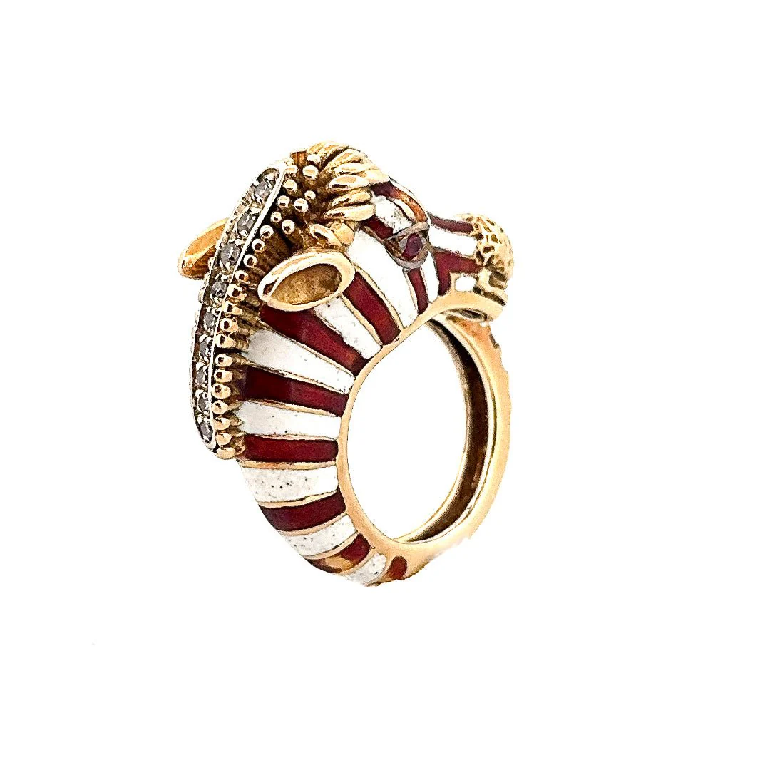 Bague FRASCAROLO Zèbre en or jaune et émail - Image 3