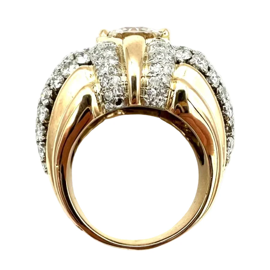 Bague Pavée en or jaune, platine et diamants - Image 2