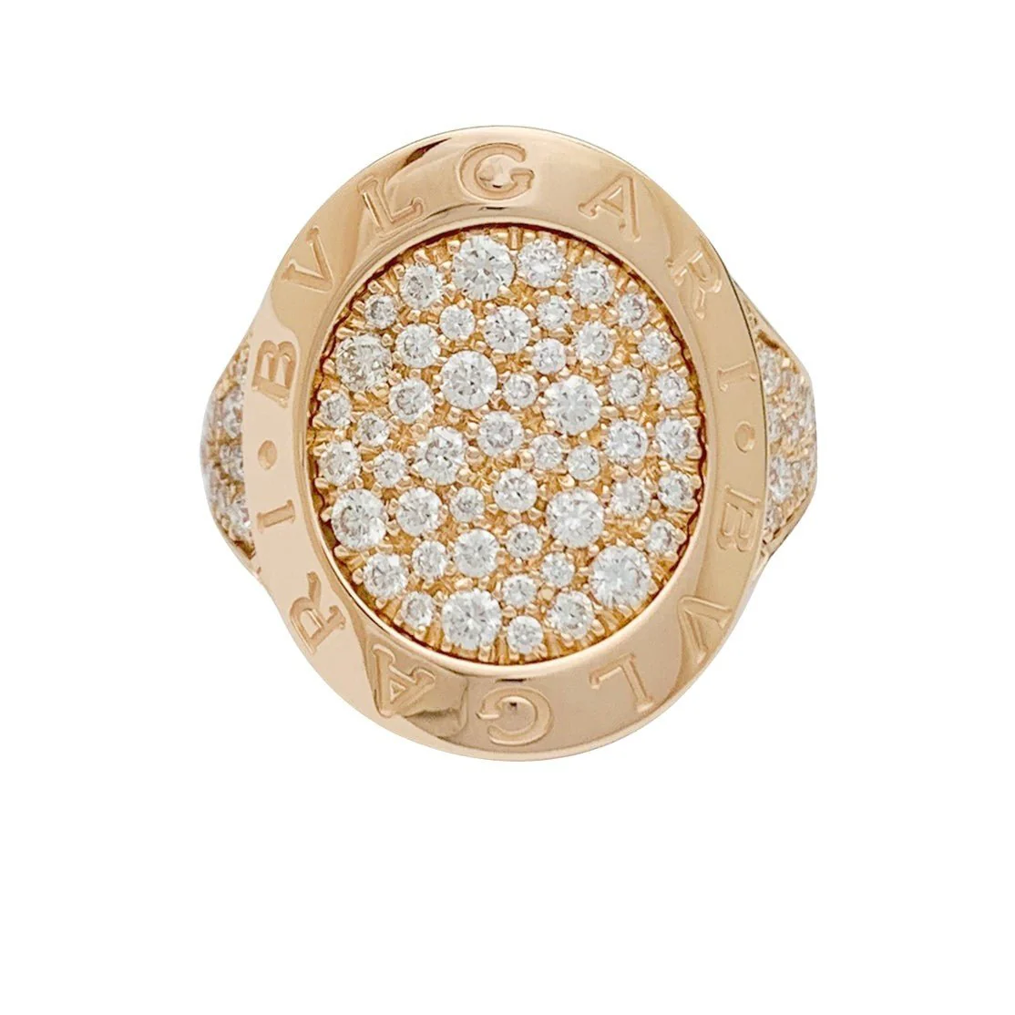 Bague BULGARI modèle "Bulgari Bulgari", en or rose et diamants - Image 3