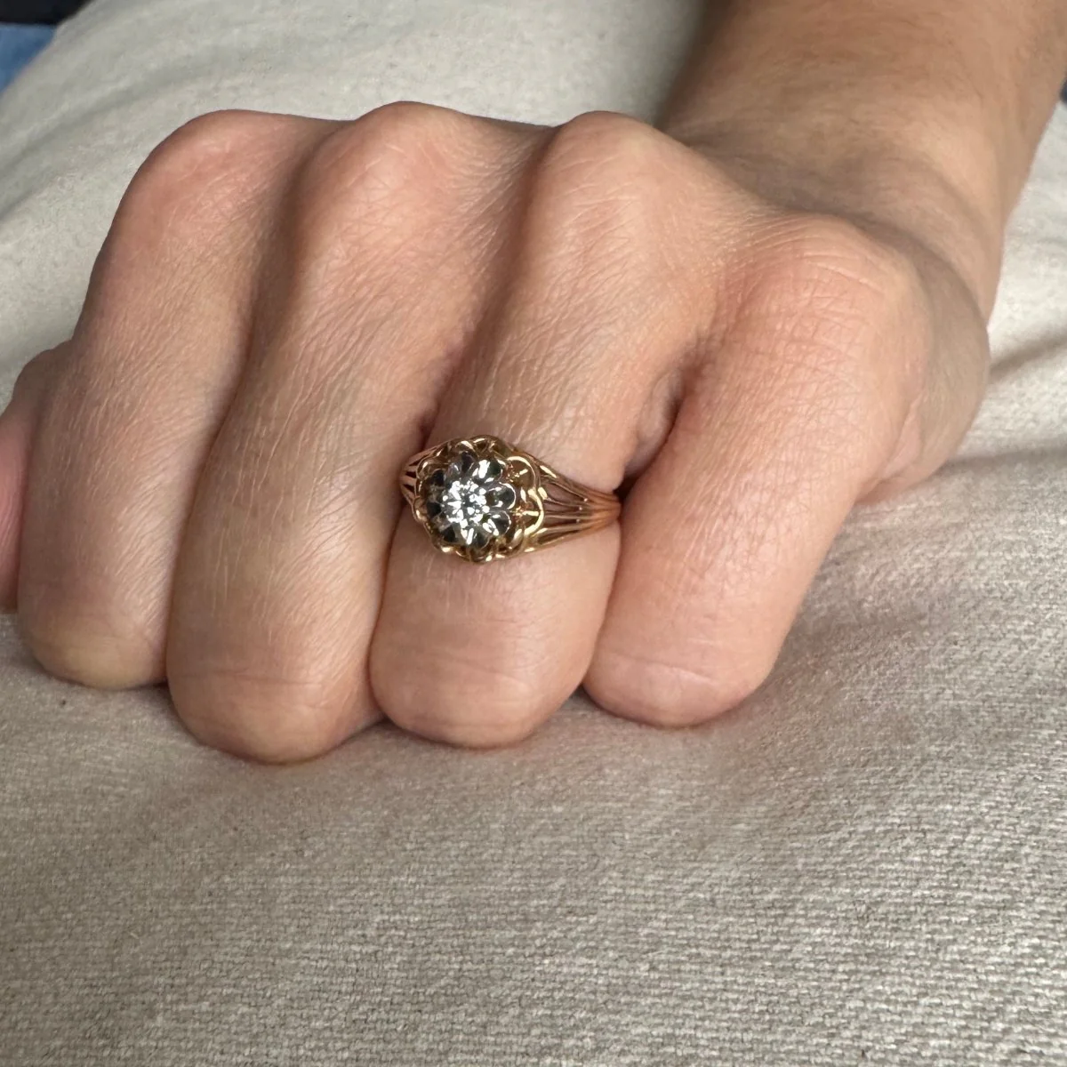 Bague en or rose et diamants - Image 2