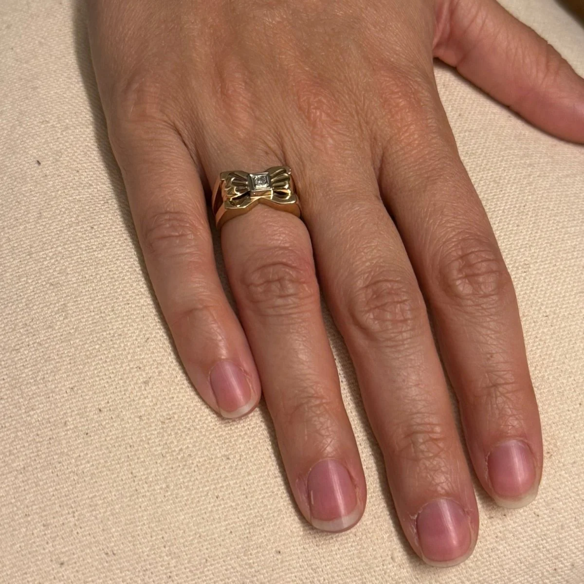 Bague en or rose et diamants - Image 2