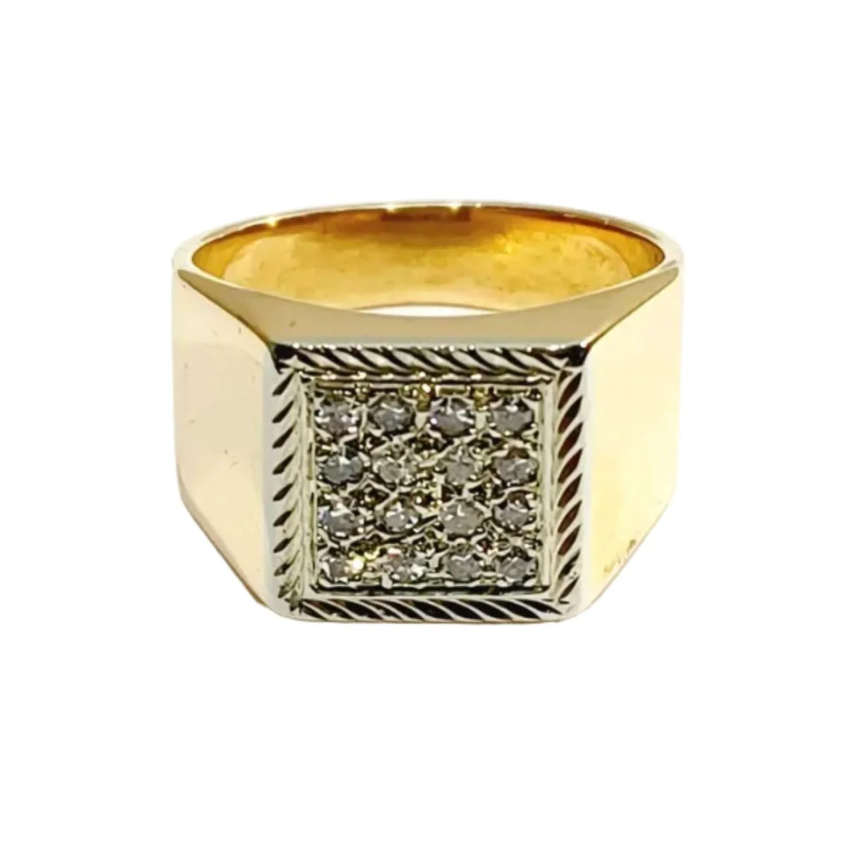Bague Chevalière en or rose et diamants