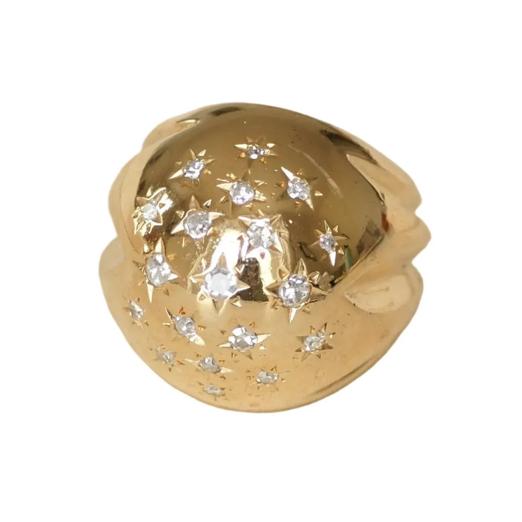 Bague Dôme en or rose et diamants
