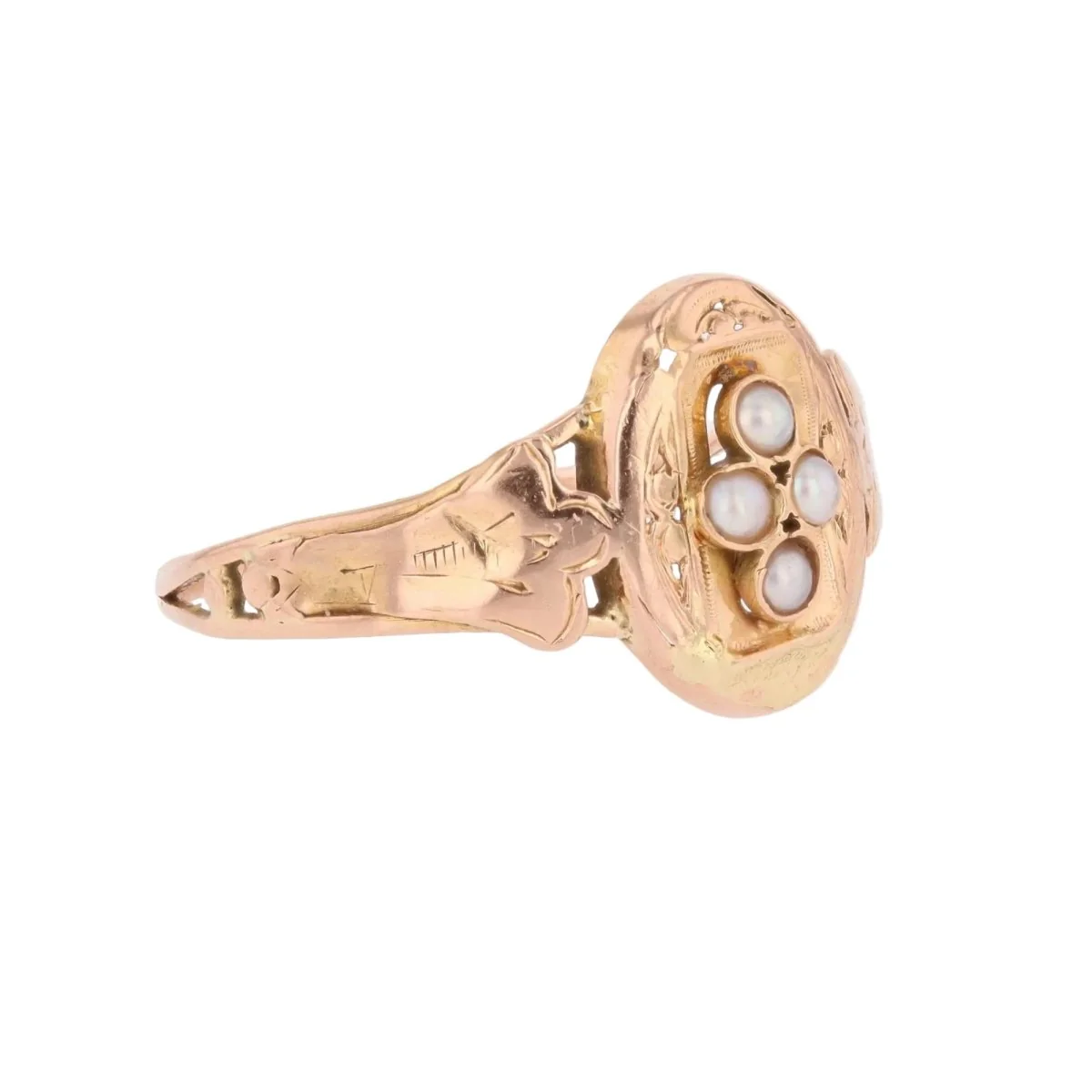 Bague en or rose et perles - Image 5