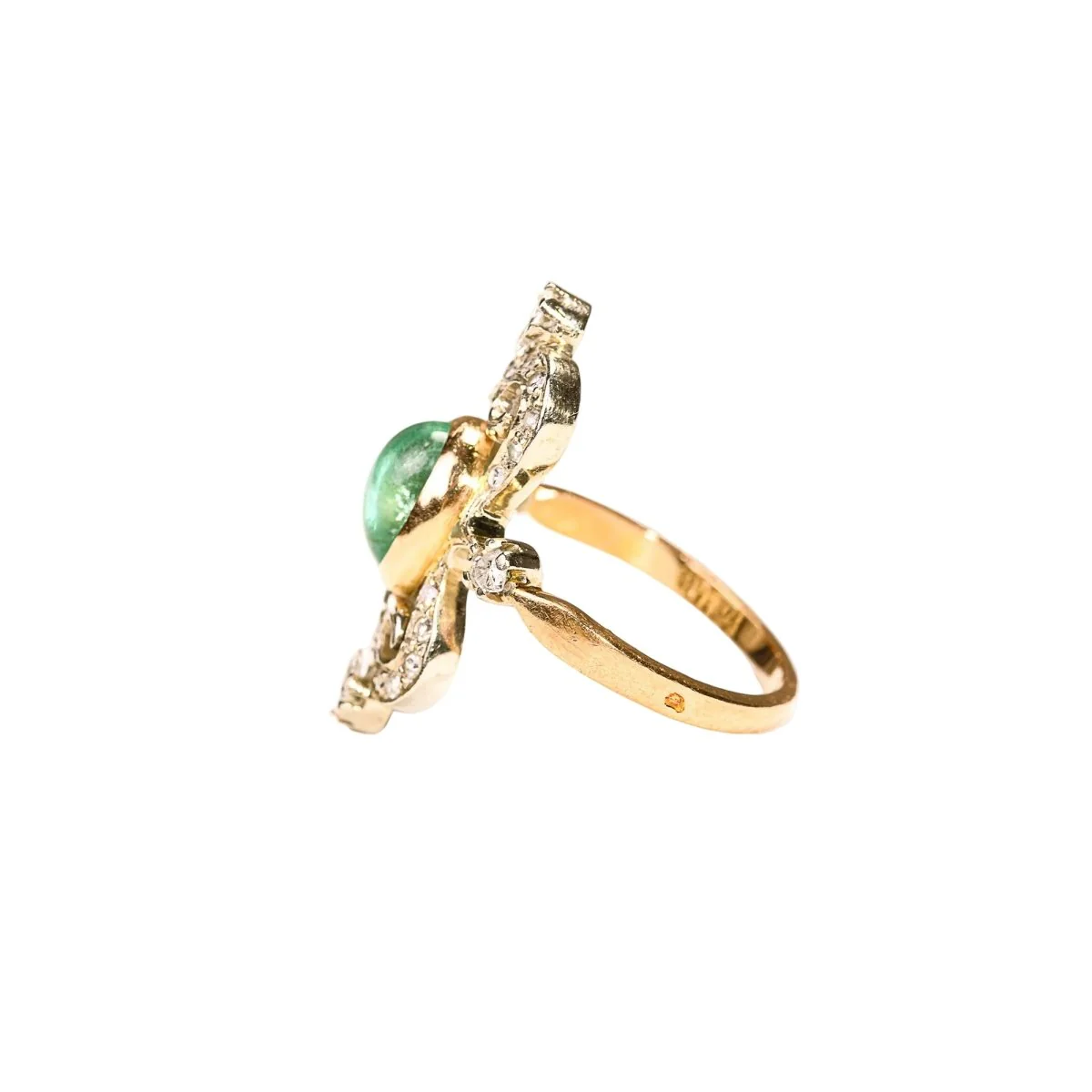 Bague en or rose, platine, émeraude et diamants - Image 3