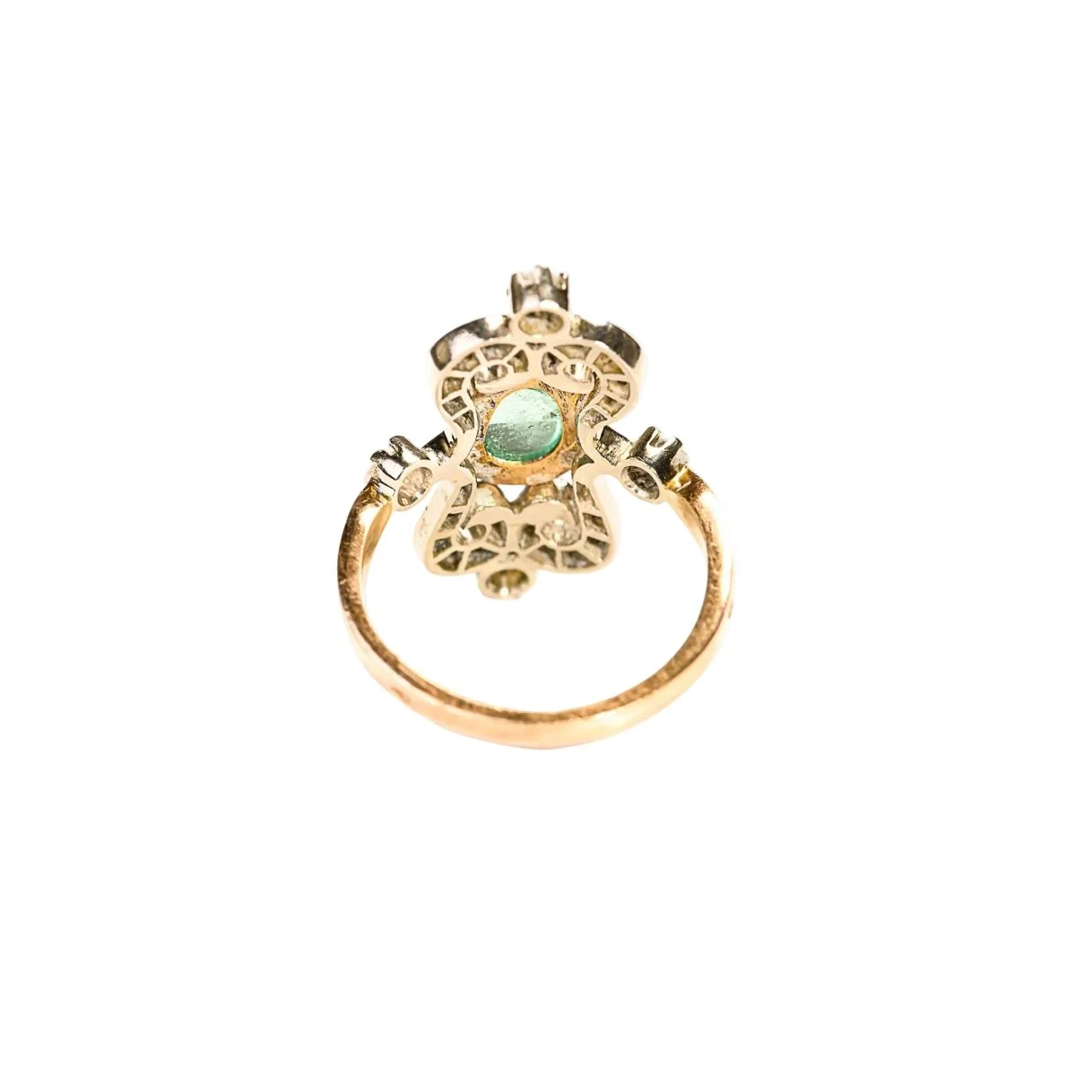 Bague en or rose, platine, émeraude et diamants - Image 4