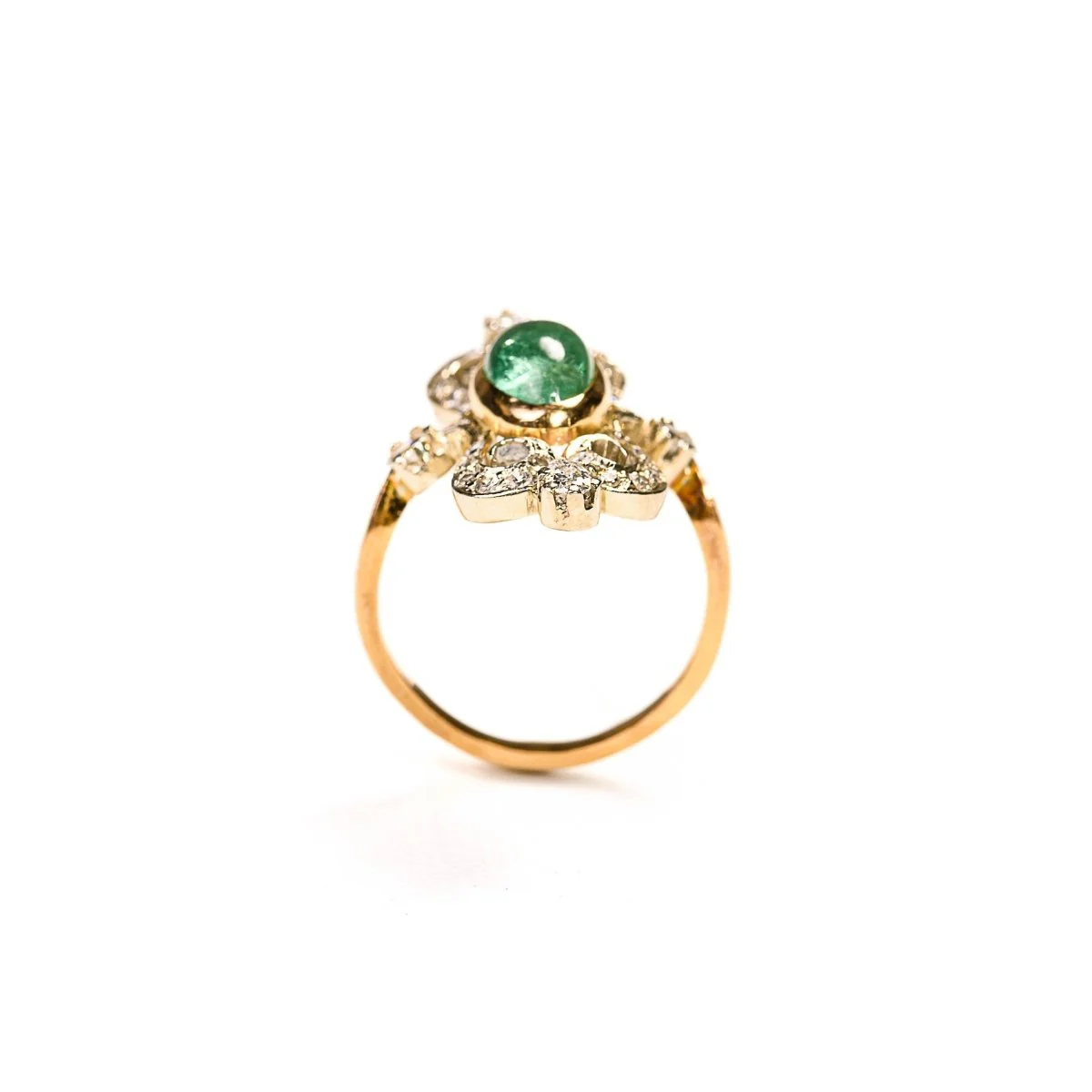 Bague en or rose, platine, émeraude et diamants - Image 5