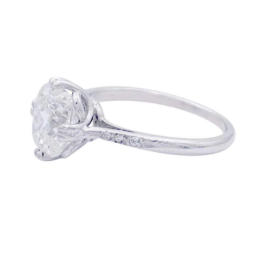 Bague en platine, diamant taille ancienne. - Image 5