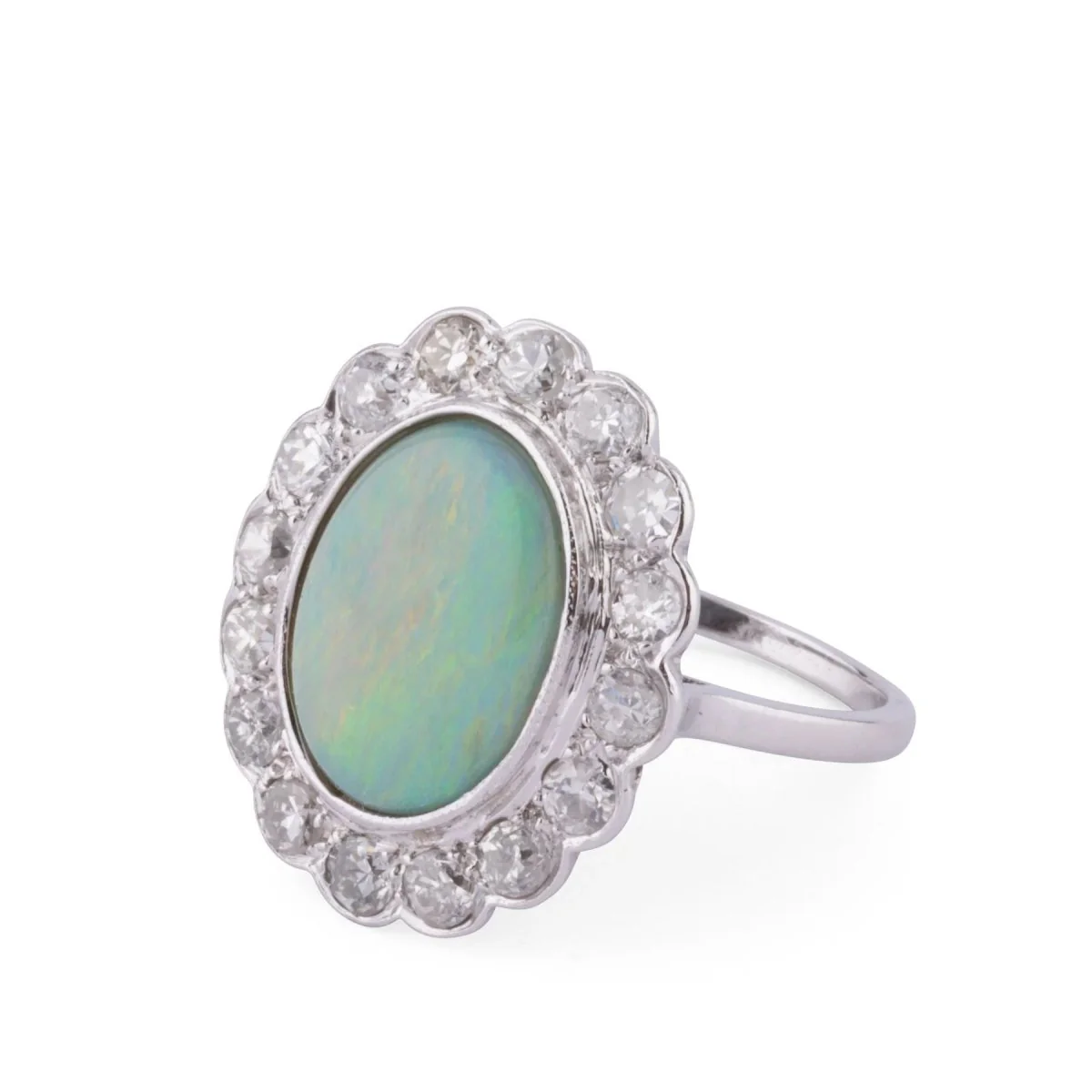 Bague en platine diamants et opale - Image 2