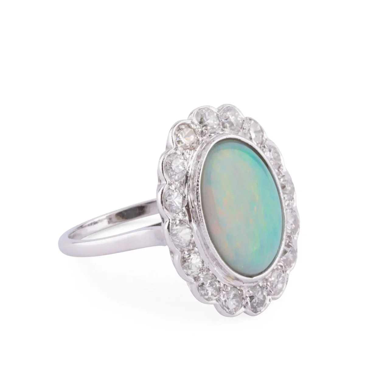 Bague en platine diamants et opale - Image 6