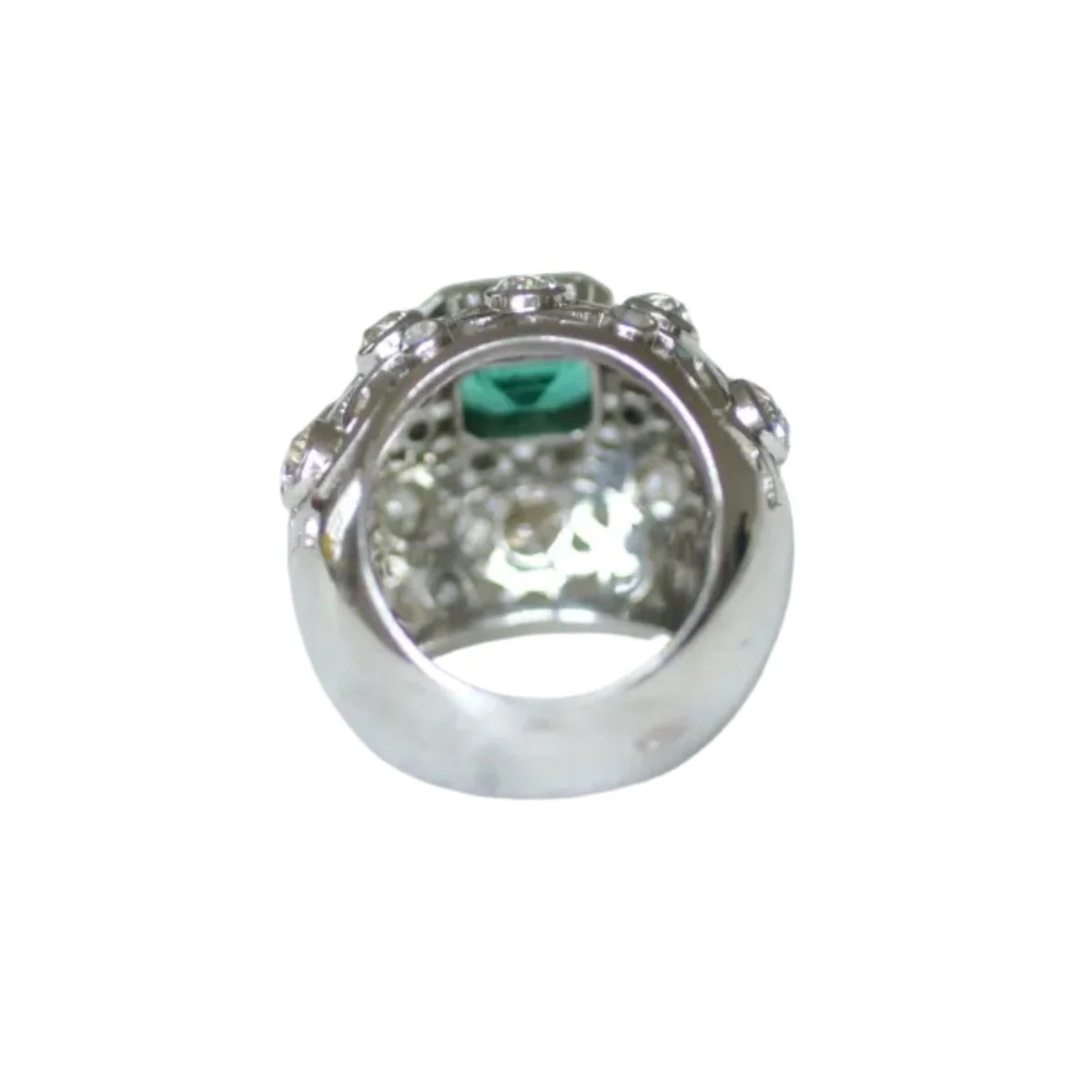 Bague Dôme en platine, émeraude et diamants - Image 5