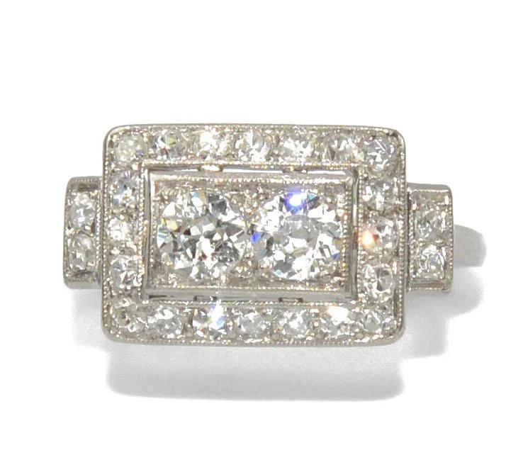 Bague en platine et diamant forme rectangulaire - Image 2