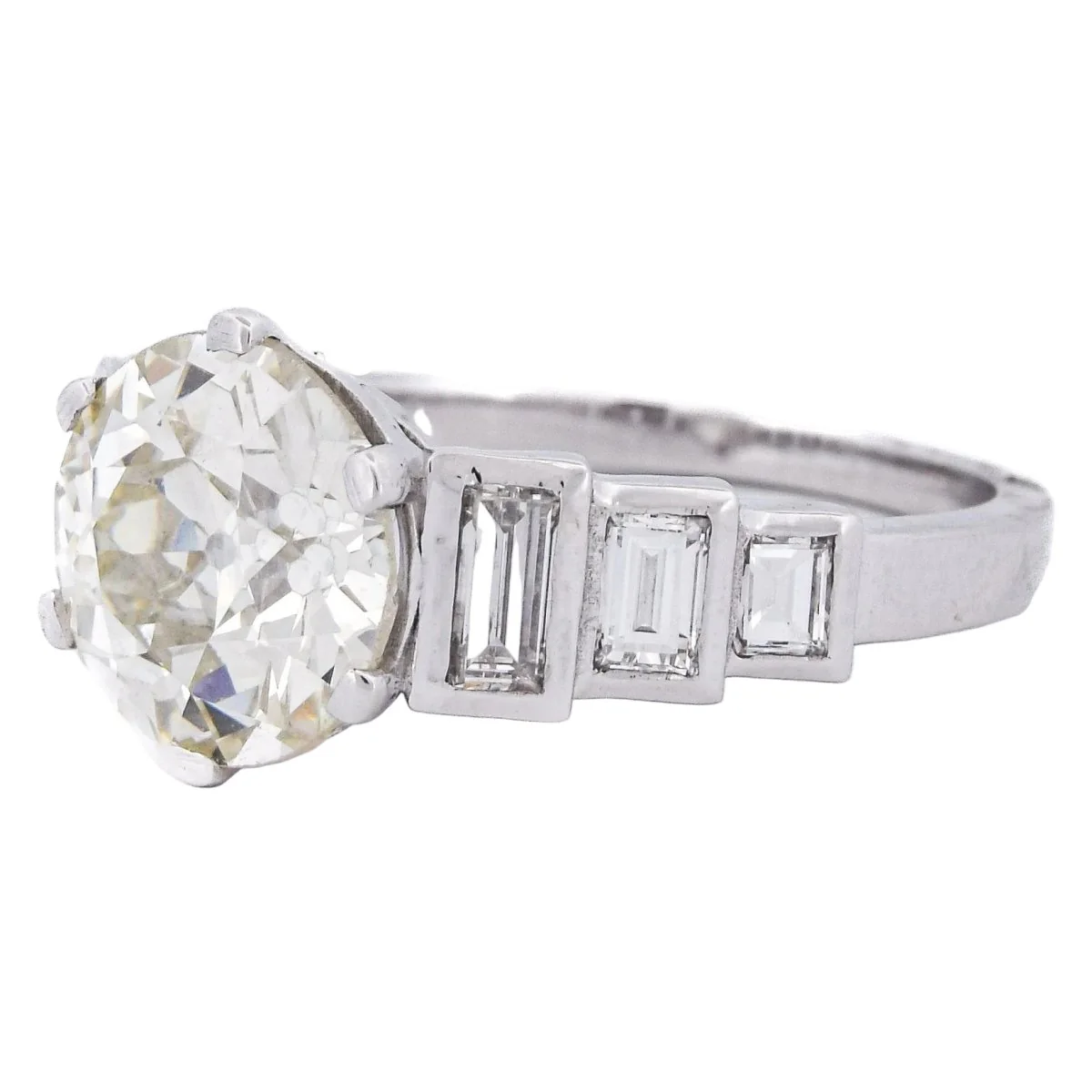 Bague Solitaire en platine et diamants - Image 3