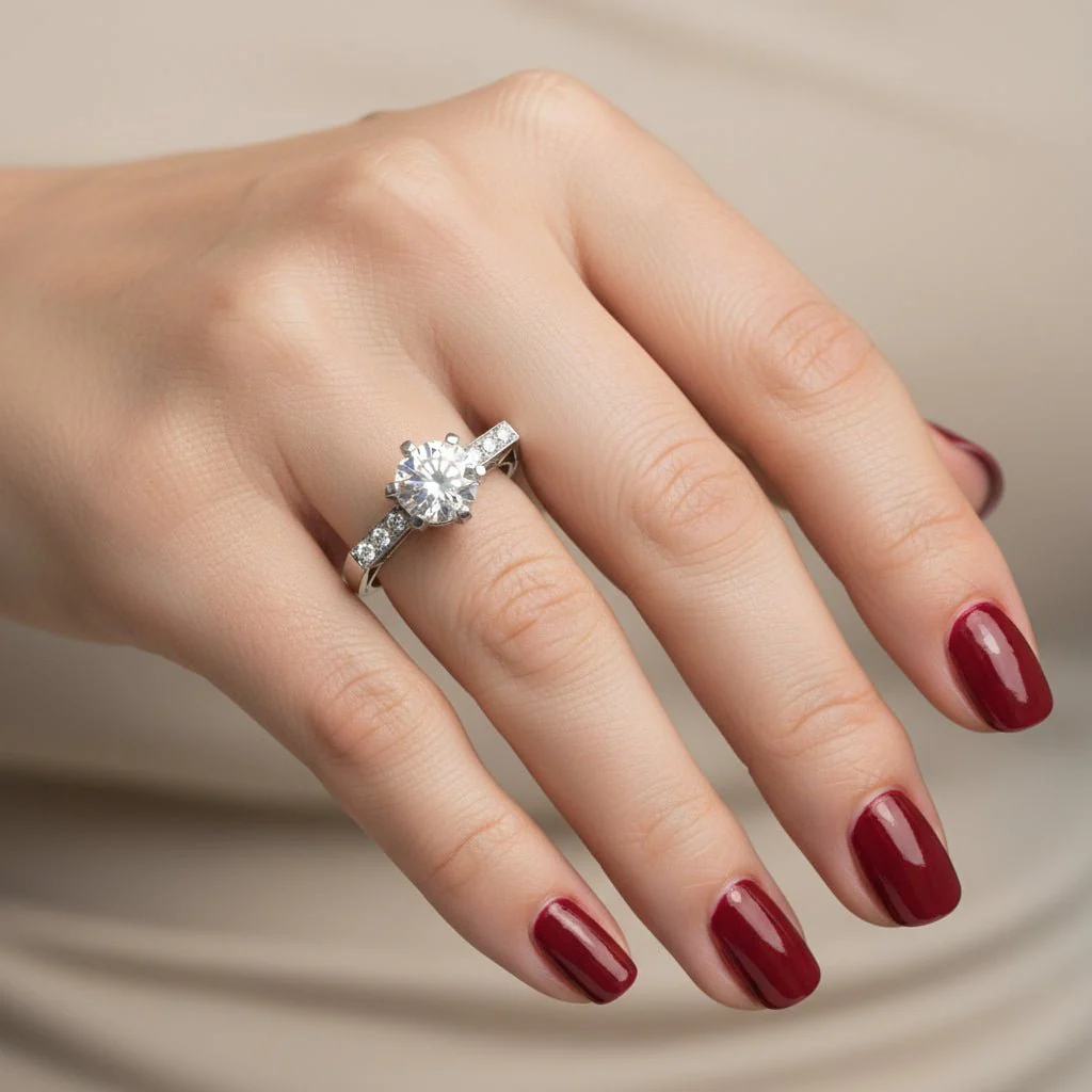 Bague Solitaire en platine et diamants - Image 7