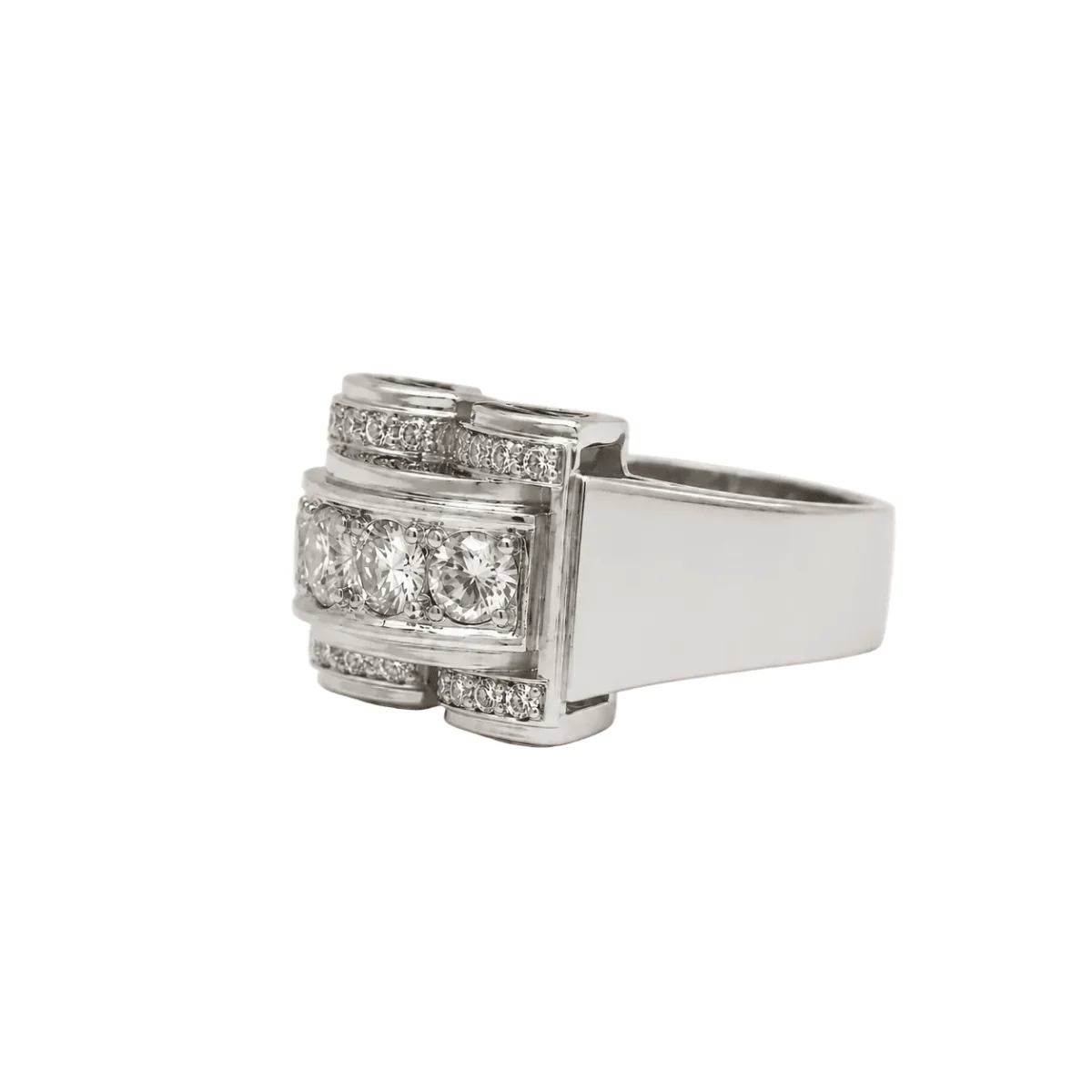 Bague Tank en platine et diamants - Image 3
