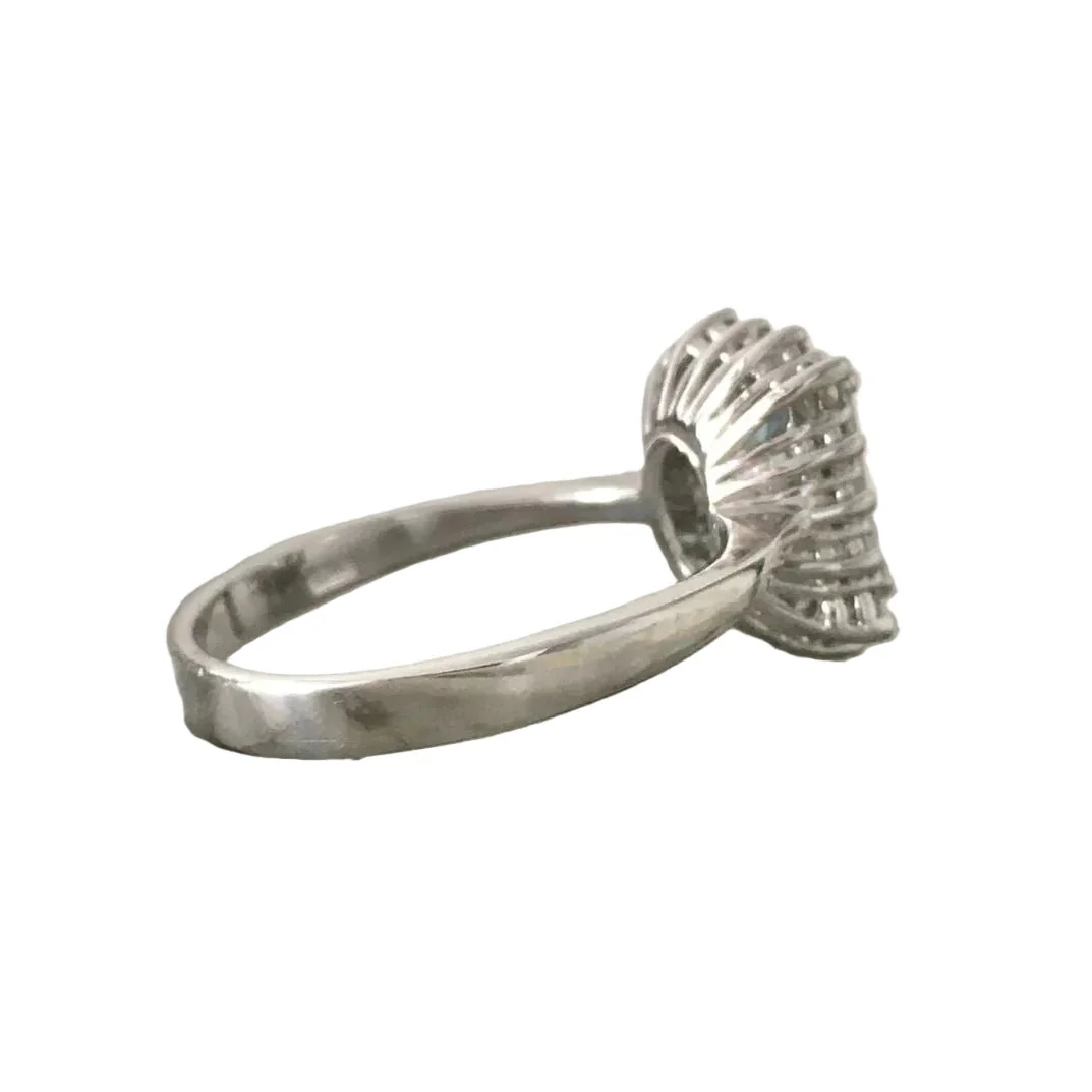 Bague Entourage en or blanc, aigue-marine et diamants - Image 13