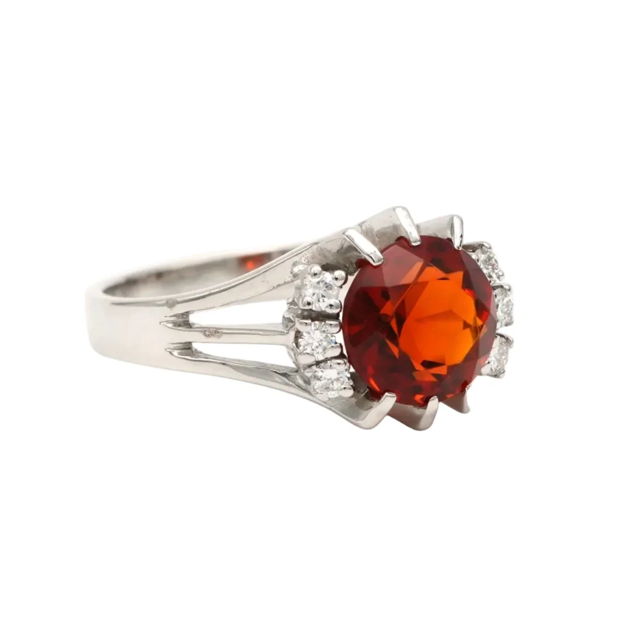 Bague Entourage en or blanc, citrine et diamants - Image 6