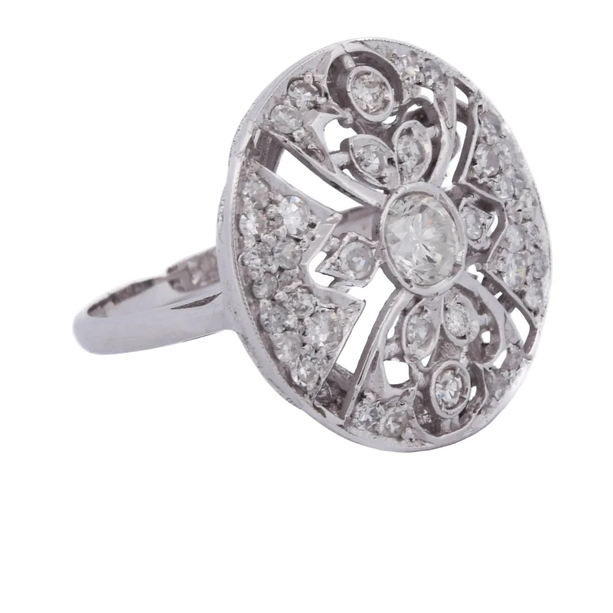 Bague Entourage en or blanc et diamants - Image 6